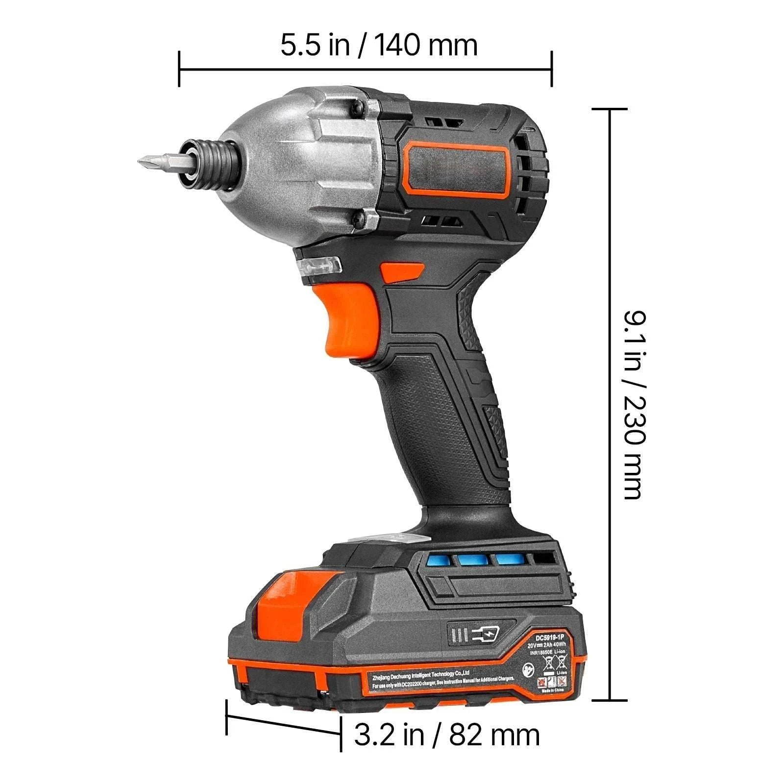 20V Cordless Impact Driver 2800 RPM with Battery, Bits & LED Light-20V 180N.m / United States