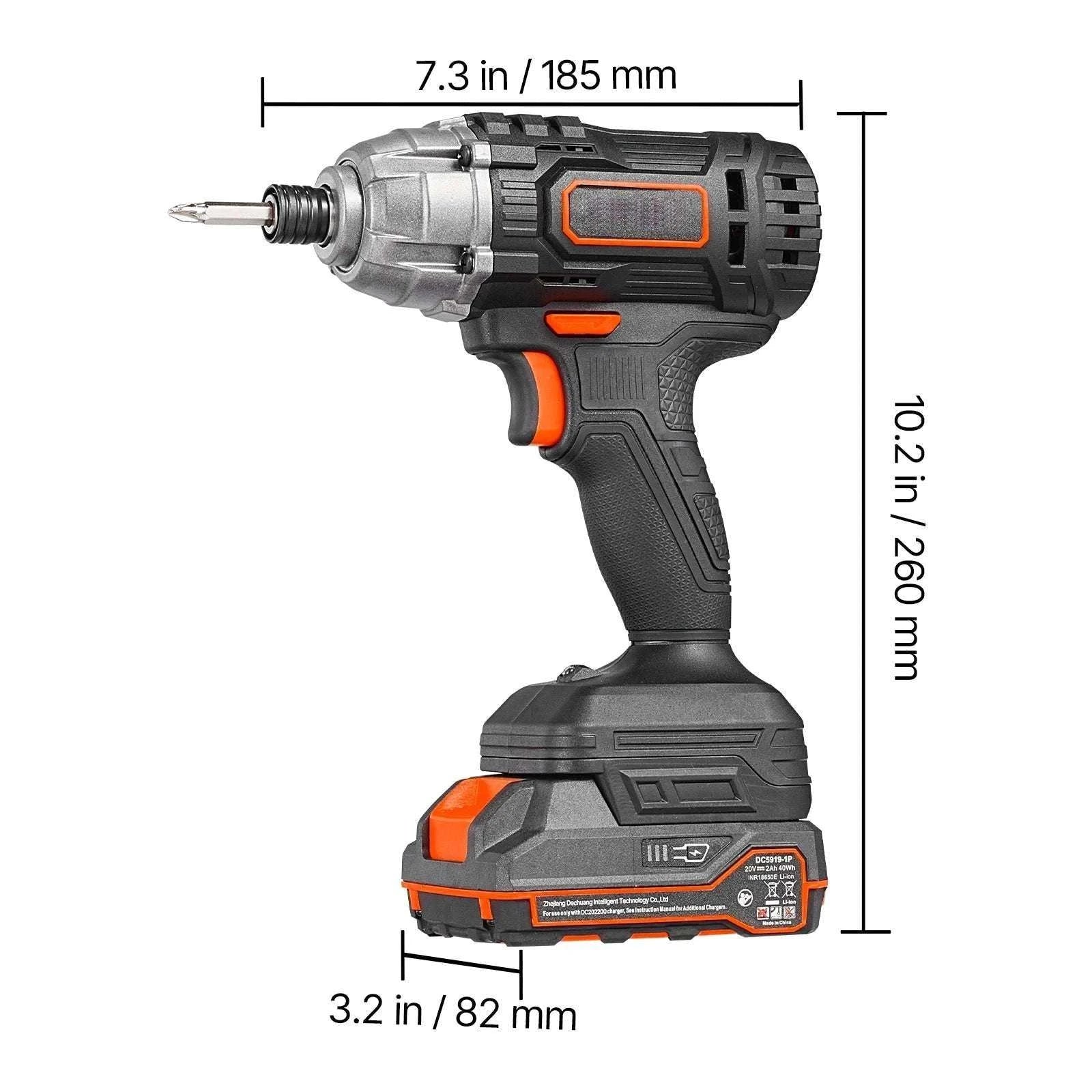 20V Cordless Impact Driver 2800 RPM with Battery, Bits & LED Light-20V 180N.m / United States