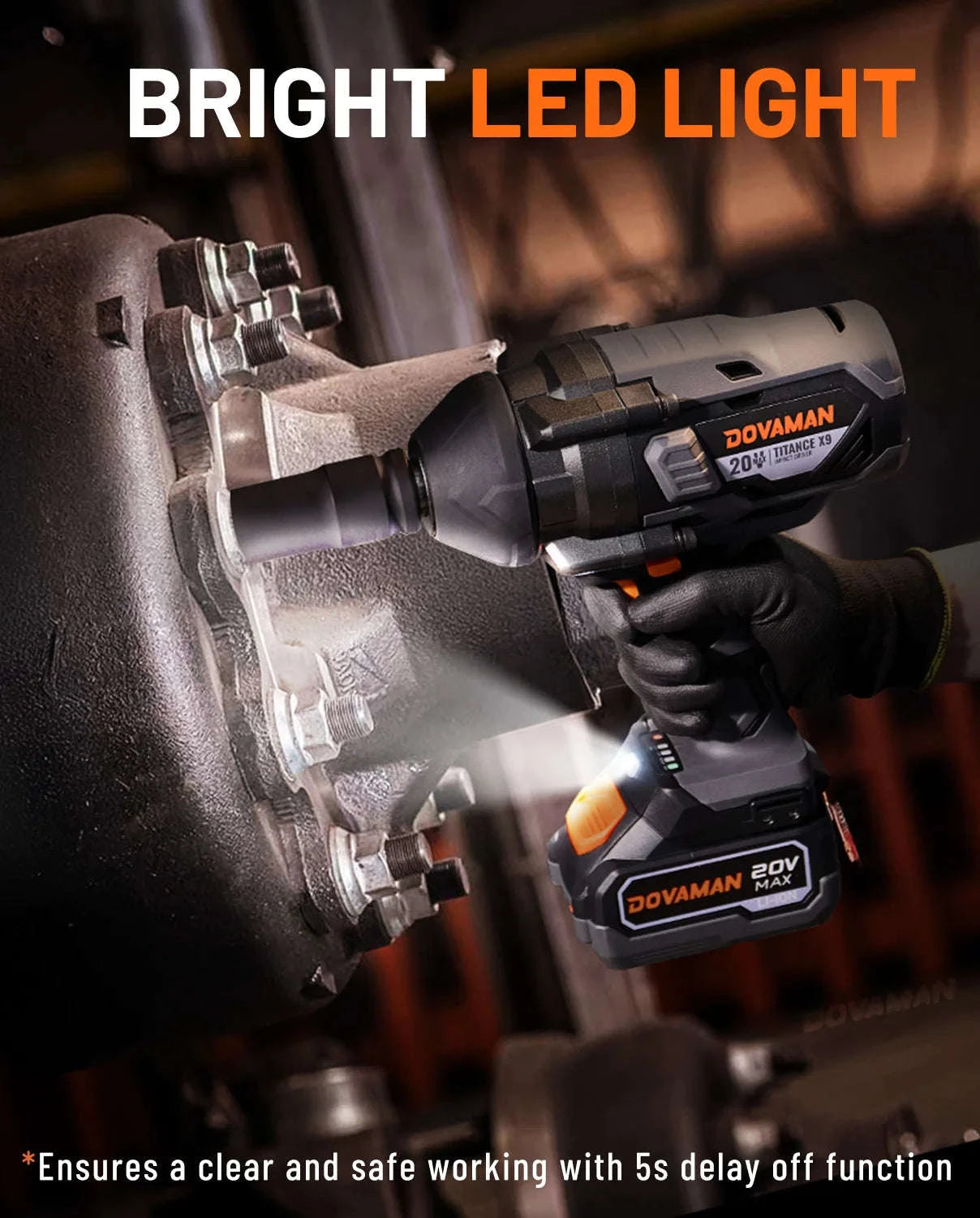 20V Cordless Impact Wrench 3/4" 2200Nm with 4.0Ah Battery-Black / United States