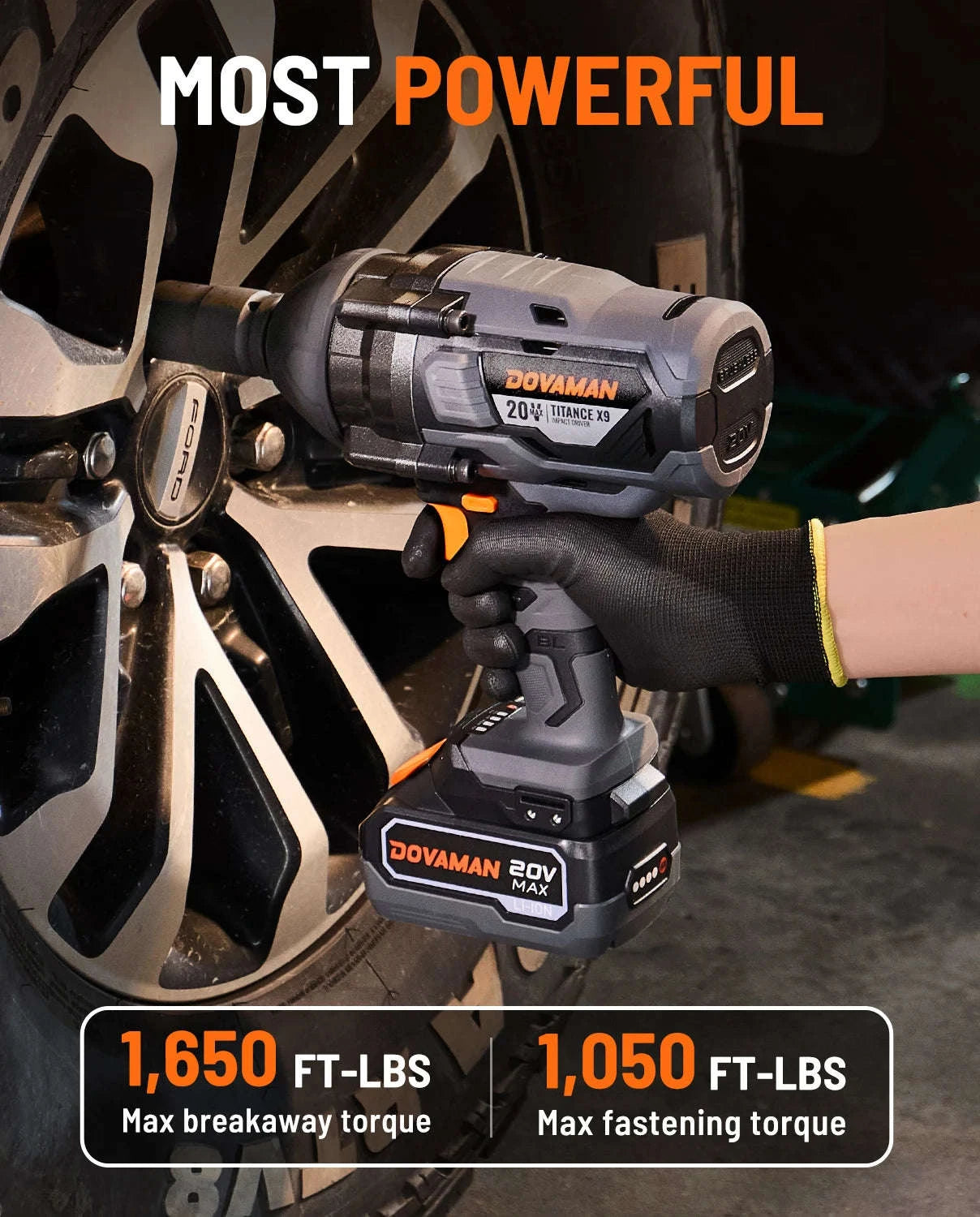 20V Cordless Impact Wrench 3/4" 2200Nm with 4.0Ah Battery-Black / United States