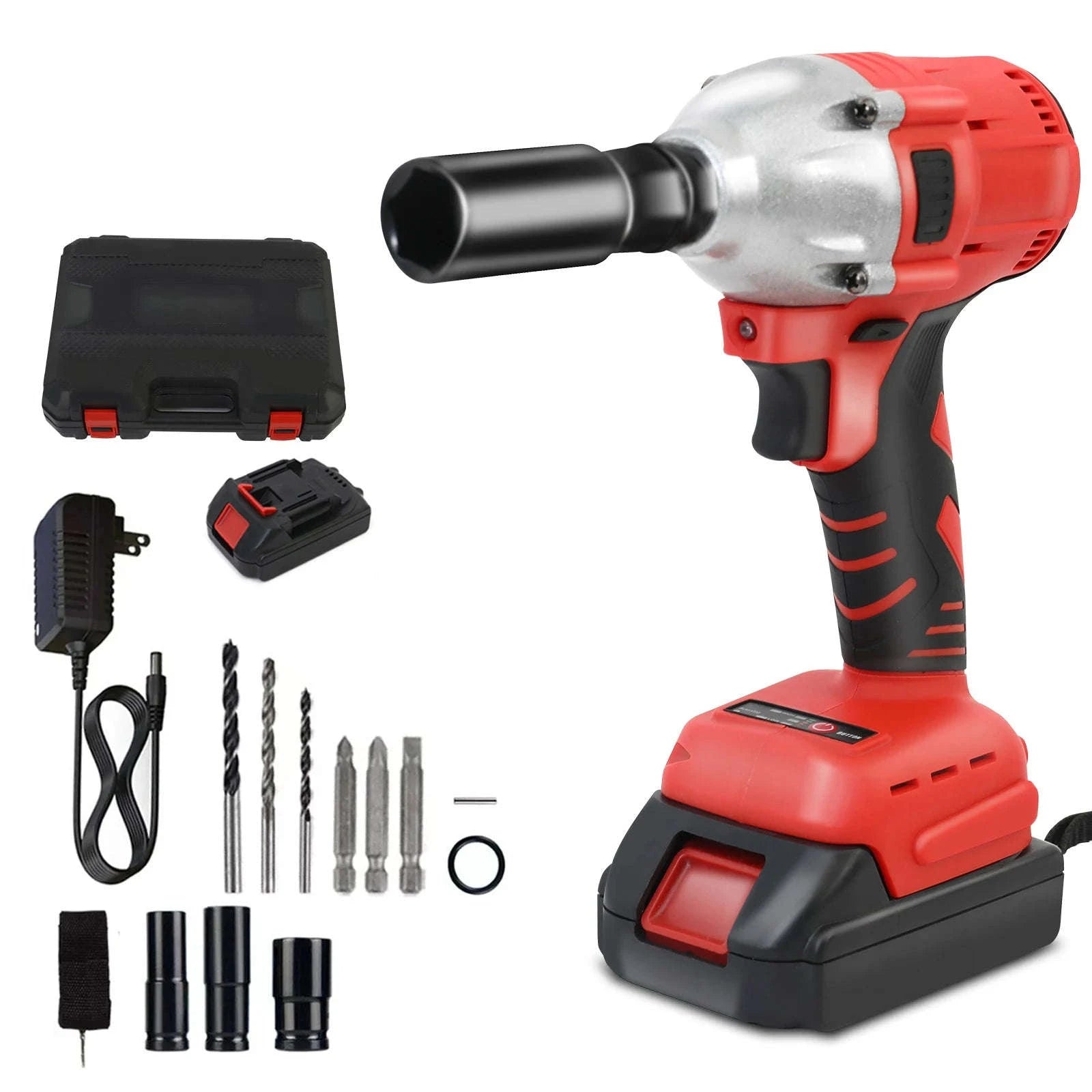 20V Cordless Impact Wrench Set 1/2 Inch Brushless Motor 1500mAh Battery-2 Batterys 1 Charge / United States