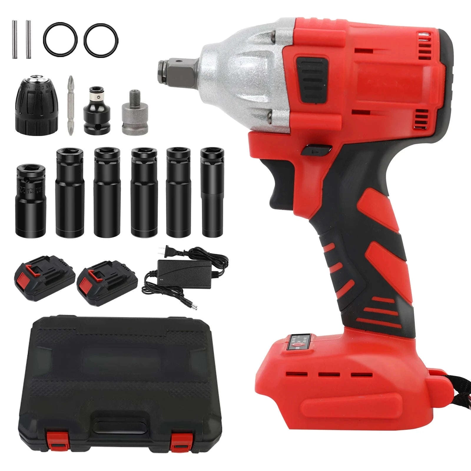 20V Cordless Impact Wrench Set 1/2 Inch Brushless Motor 1500mAh Battery-2 Batterys 1 Charge / United States