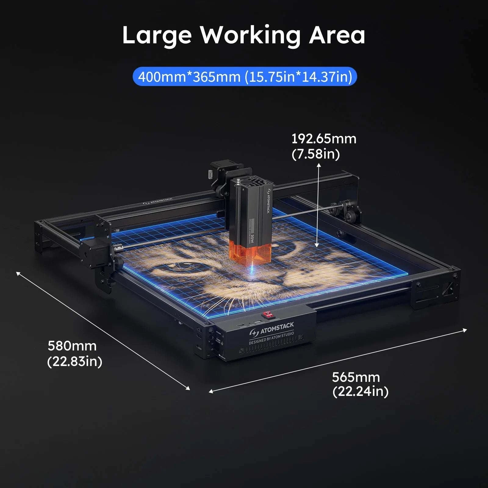20W Laser Engraver with 400×400mm Area & Bluetooth Control-A10 PRO V2 / United States / US Plug