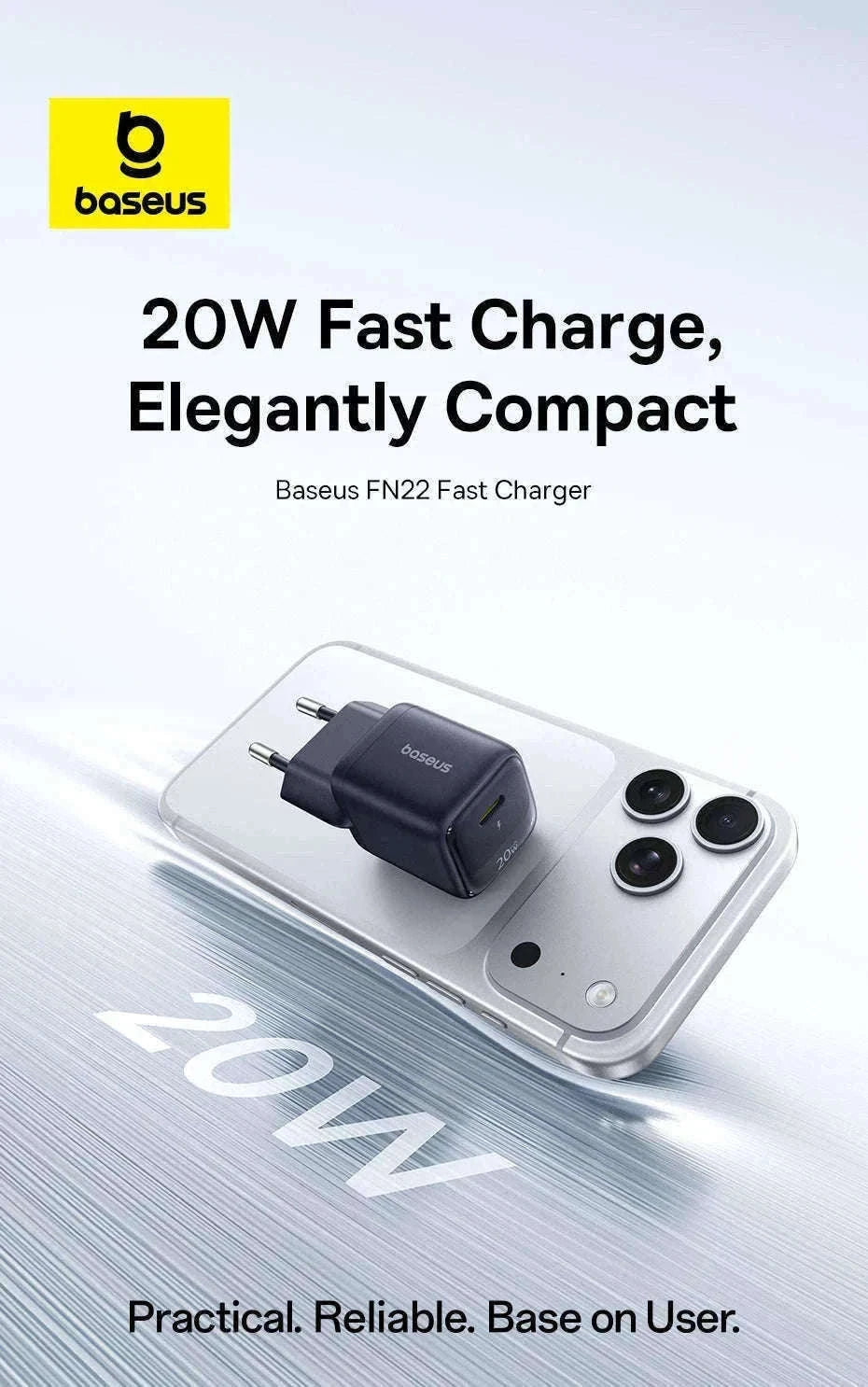 20W USB-C PD Fast Charger Compact Wall Adapter for iPhone-20W Mini White