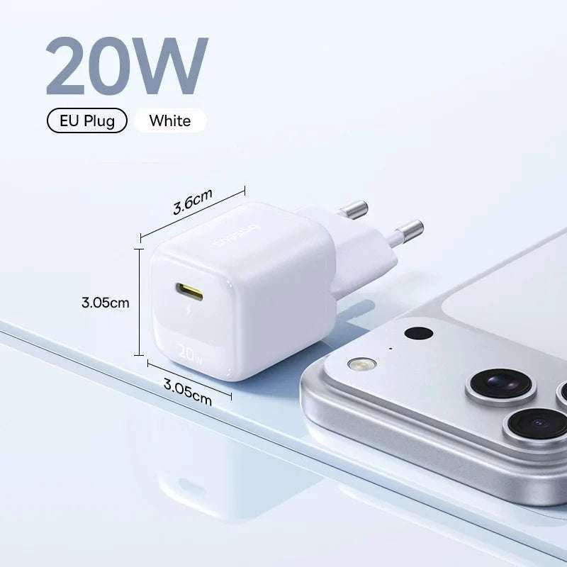 20W USB-C PD Fast Charger Compact Wall Adapter for iPhone-20W Mini White