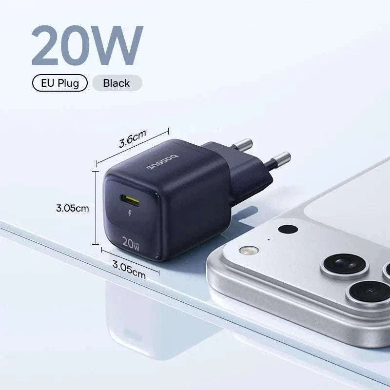 20W USB-C PD Fast Charger Compact Wall Adapter for iPhone-20W Mini White