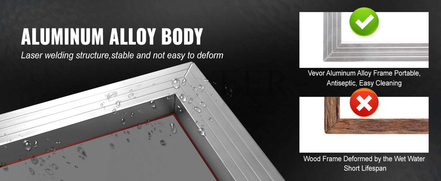 20x24 Inch Aluminum Screen Printing Frame with 305 Mesh Nylon-6 PCS 160 Mesh / United States