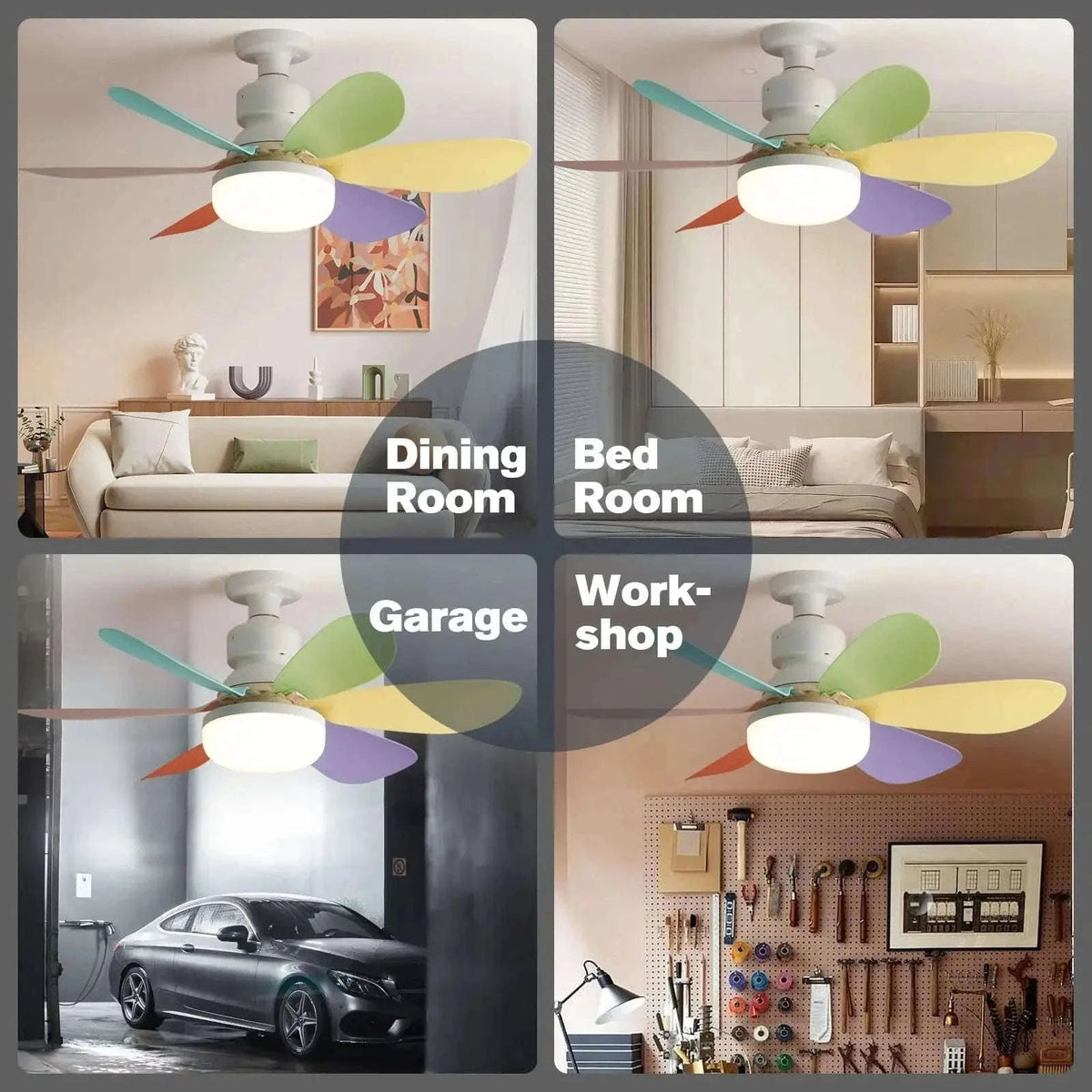 21.5" Socket Ceiling Fan Light with Remote, E27 LED Dimmable Fan-Fan Light-Color / 85-265V