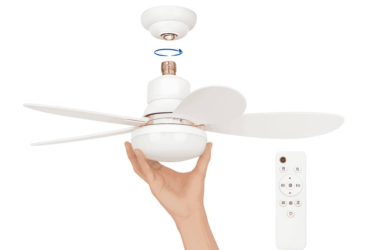 21.5" Socket Ceiling Fan Light with Remote, E27 LED Dimmable Fan-Fan Light-Color / 85-265V