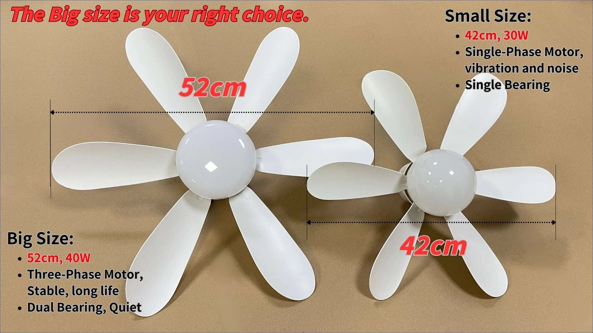 21.5" Socket Ceiling Fan Light with Remote, E27 LED Dimmable Fan-Fan Light-Color / 85-265V