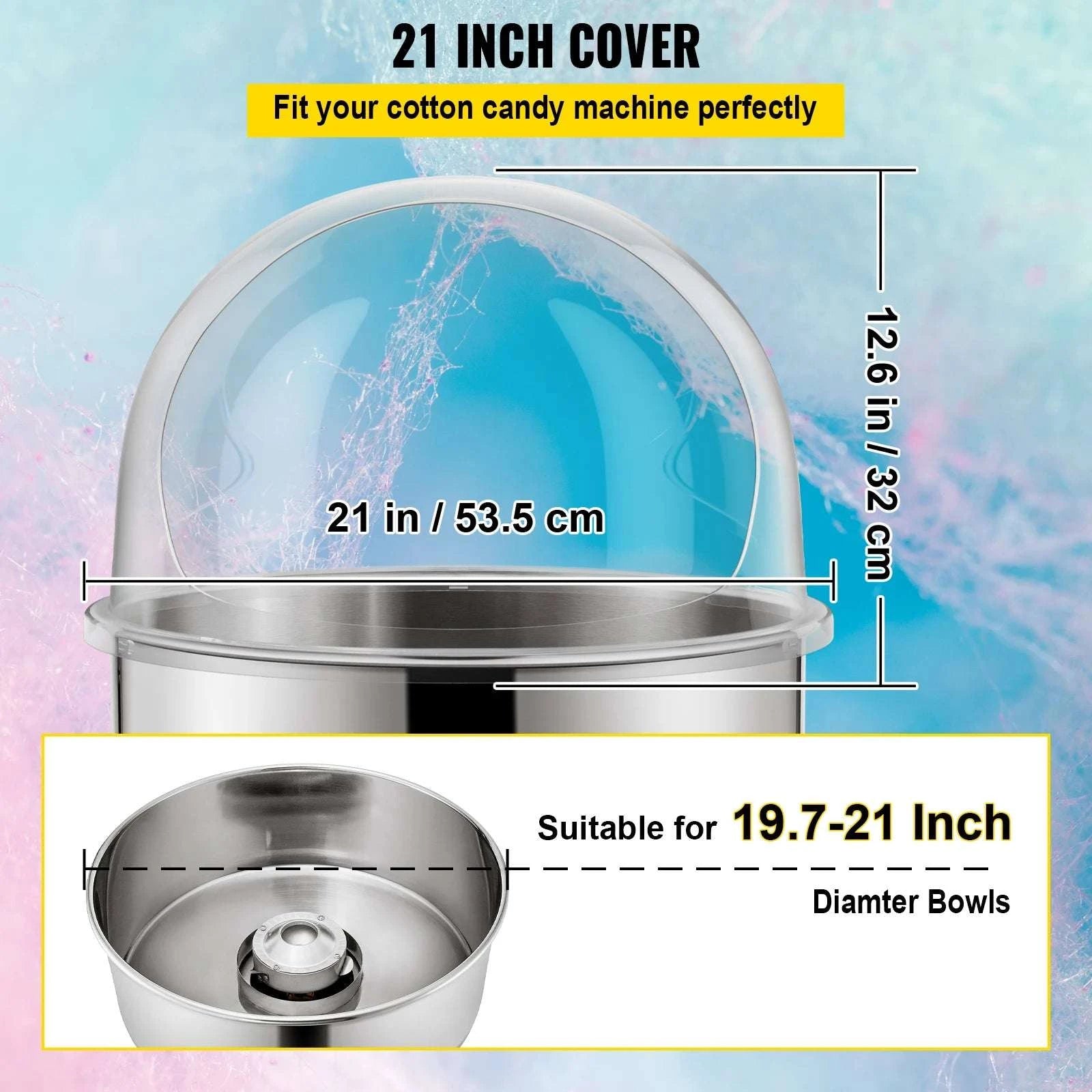 21" Cotton Candy Machine Cover Clear Acrylic Shield Dome-United States