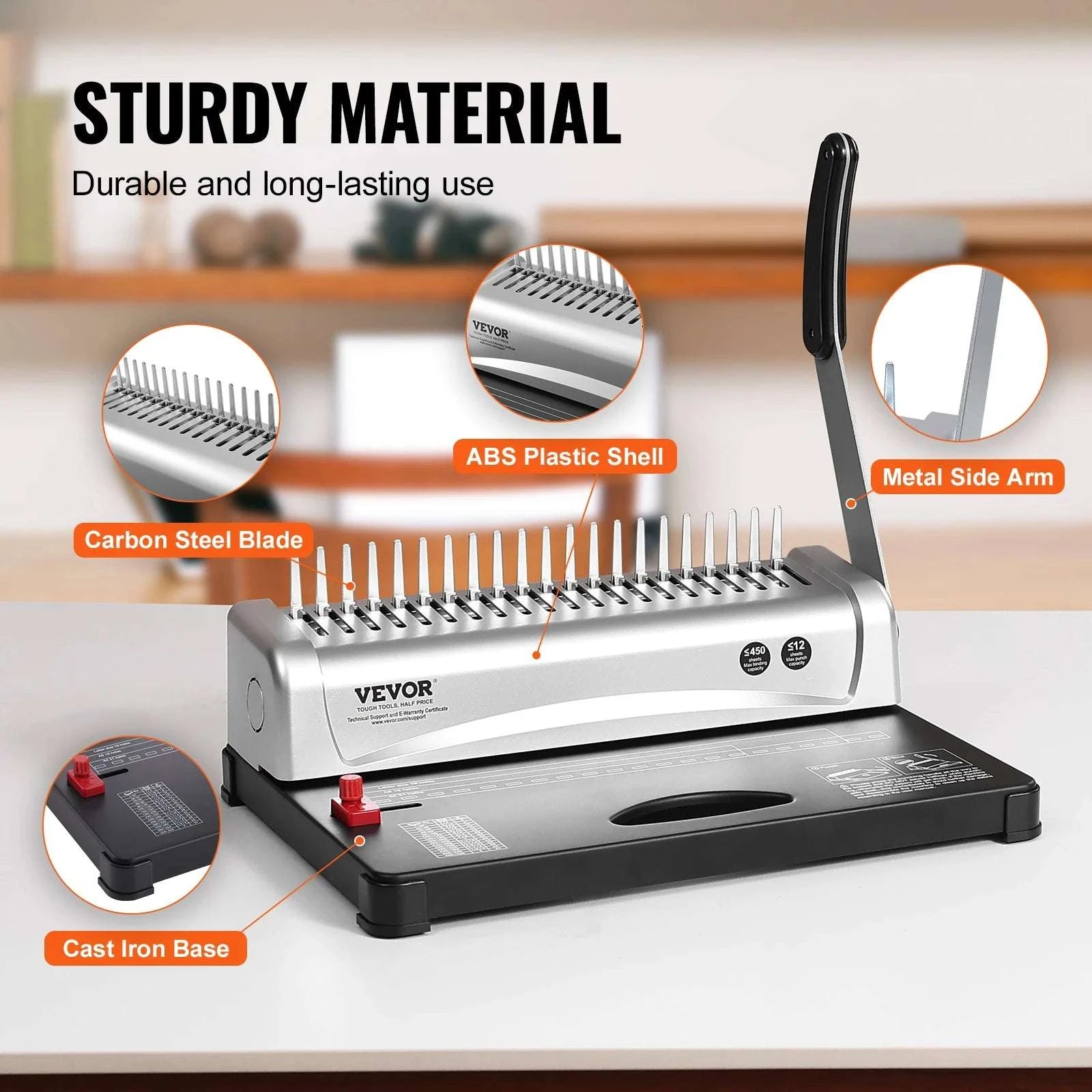 21-Hole Comb Binding Machine with 450 Sheet Capacity & 100 Spines-21-Holes 450 Sheets / spain