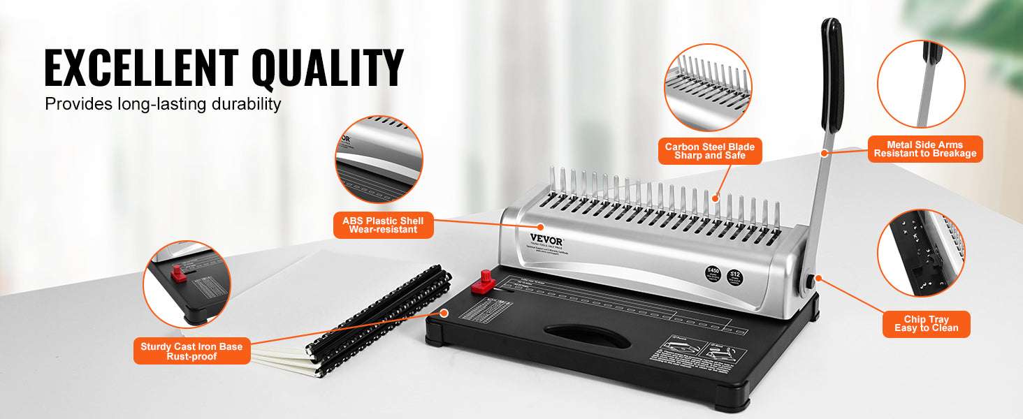 21-Hole Comb Binding Machine with 450 Sheet Capacity & 100 Spines-21-Holes 450 Sheets / spain