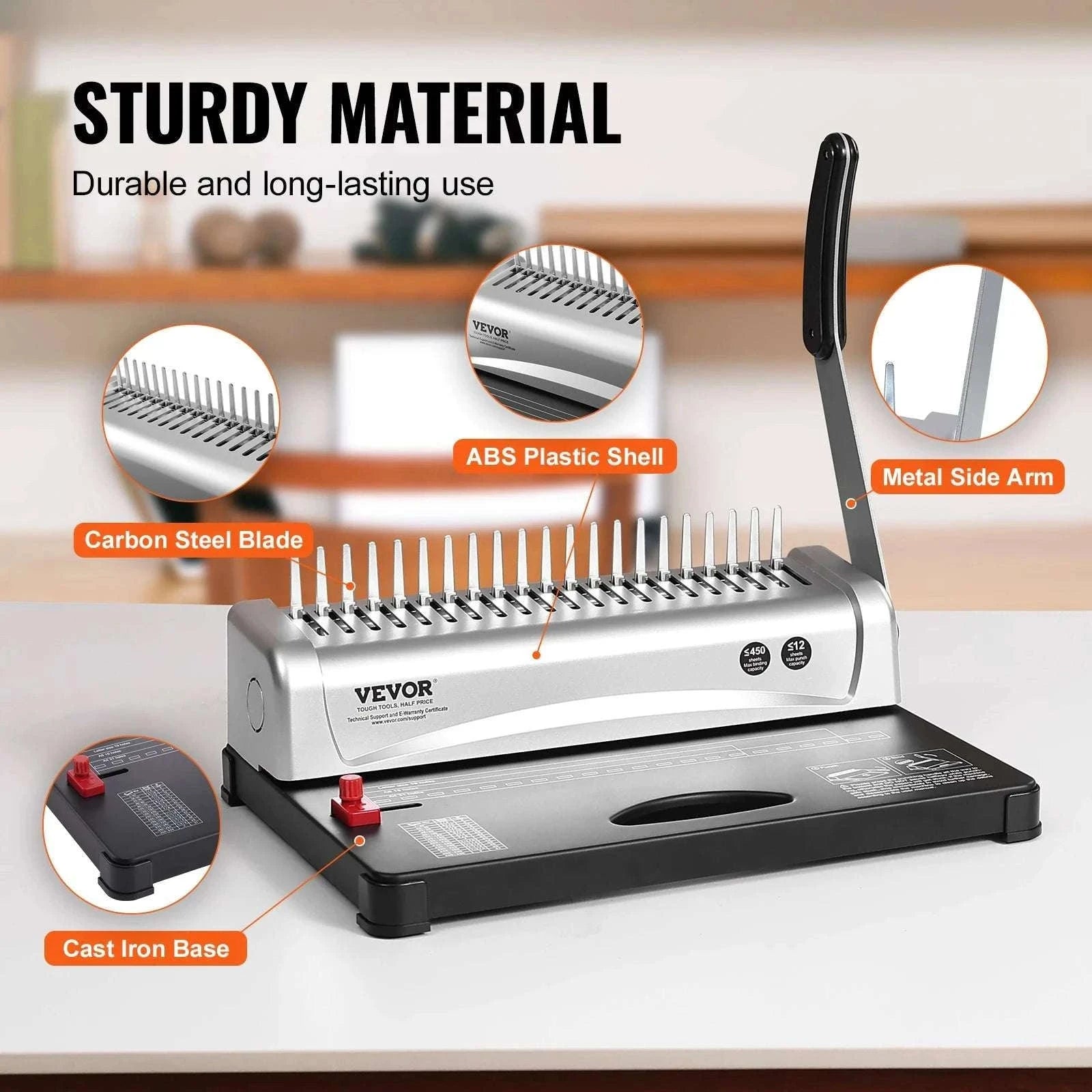 21-Hole Comb Binding Machine with 450 Sheet Capacity & 100 Spines-21-Holes 450 Sheets / spain