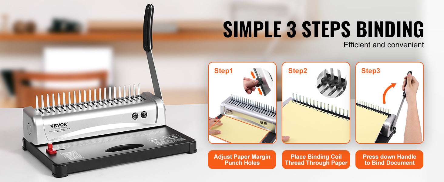21-Hole Comb Binding Machine with 450 Sheet Capacity & 100 Spines-21-Holes 450 Sheets / spain