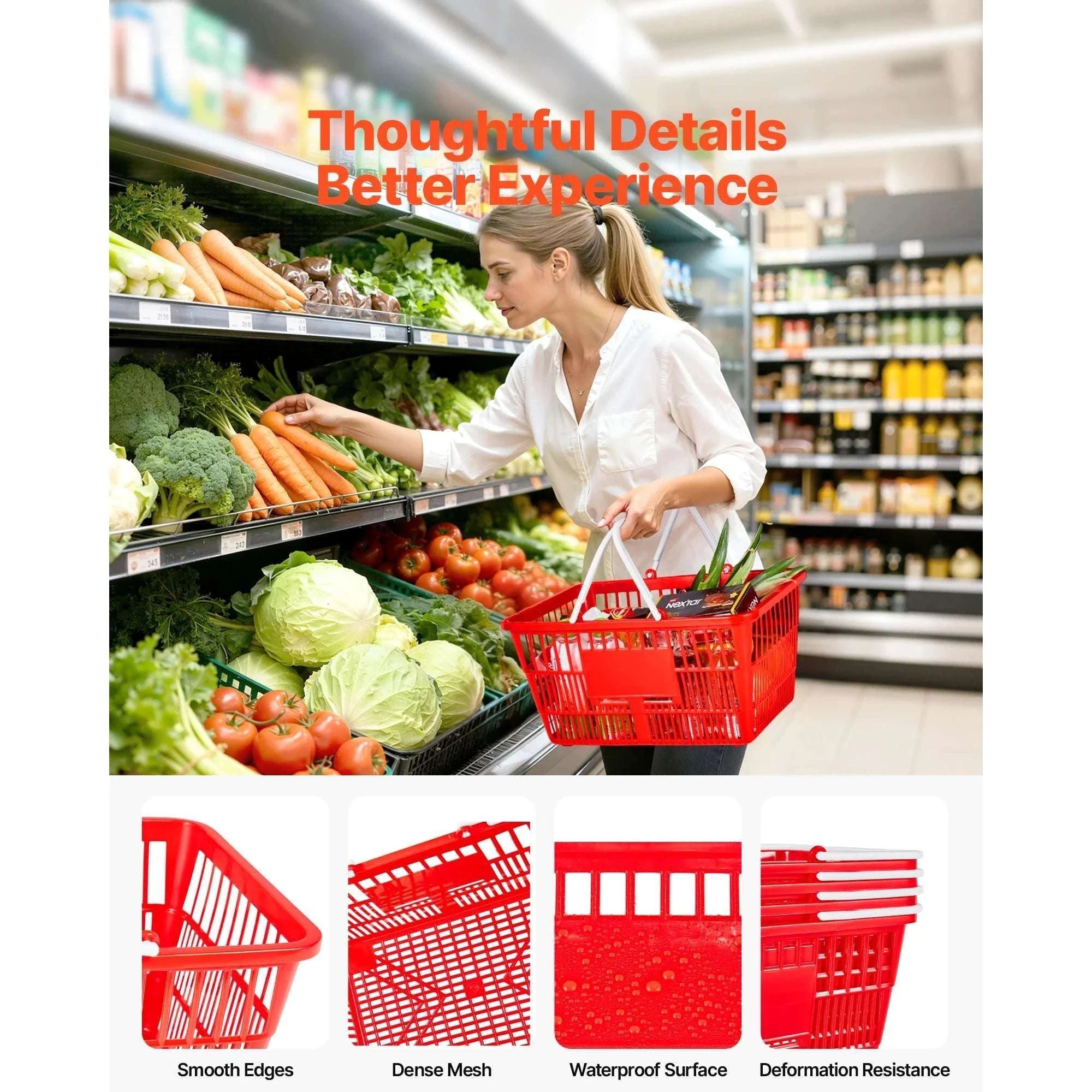 21L Stackable Shopping Baskets with Handles for Stores & Home-4pcs / United States