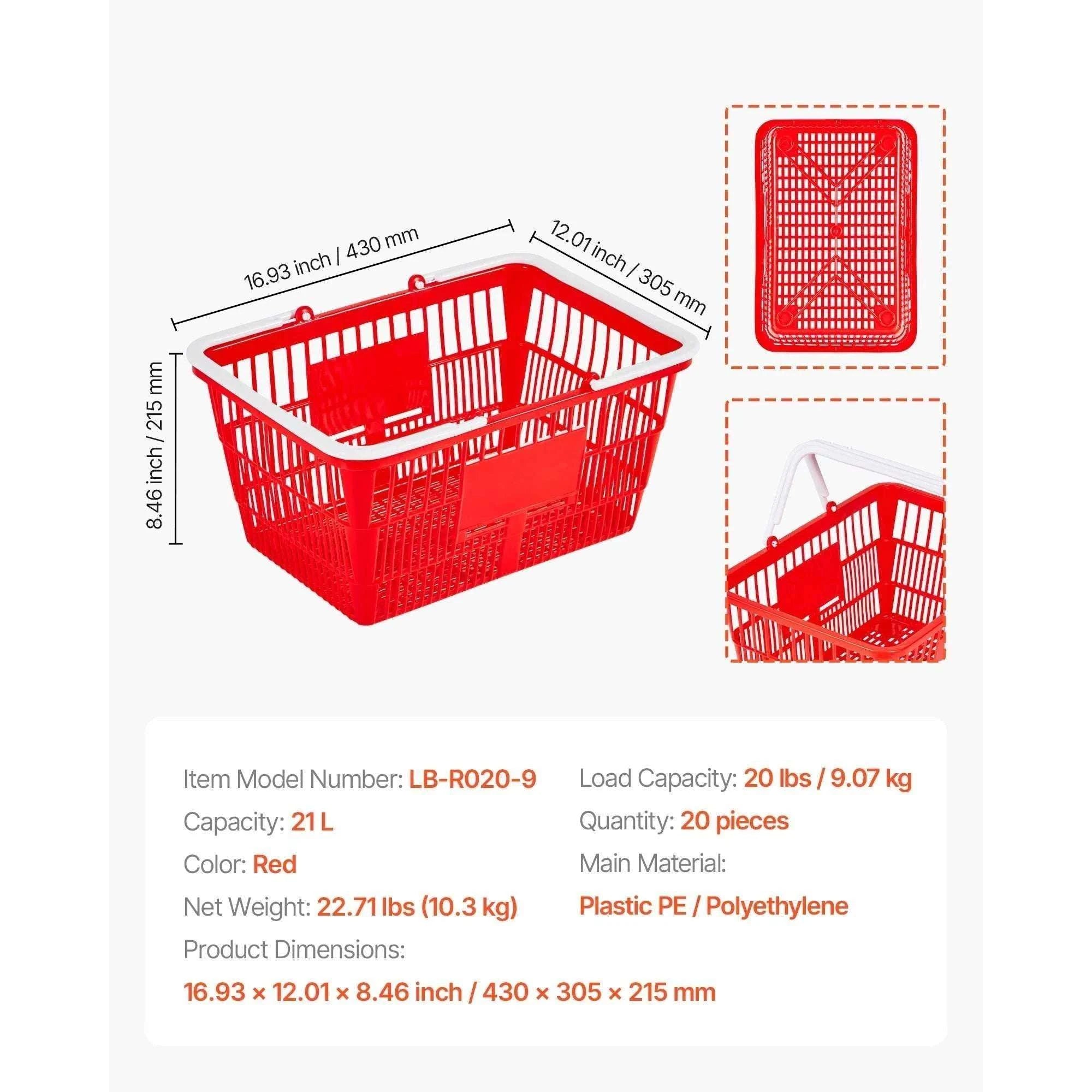 21L Stackable Shopping Baskets with Handles for Stores & Home-4pcs / United States
