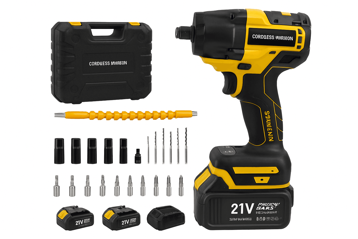 21V Brushless Cordless Impact Wrench 480Nm 2-in-1 Drill Driver Kit-Blue TypeA / france / EU