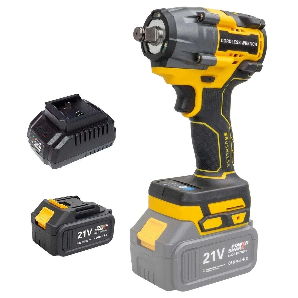 21V Brushless Cordless Impact Wrench 480Nm 2-in-1 Drill Driver Kit-Blue TypeA / france / EU
