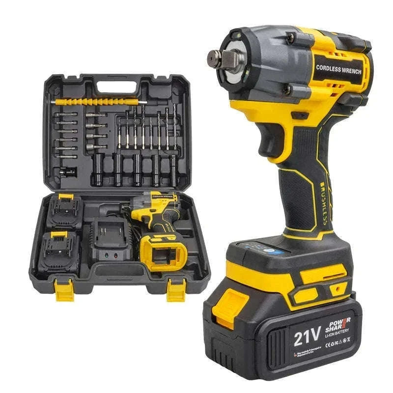 21V Brushless Cordless Impact Wrench 480Nm 2-in-1 Drill Driver Kit-Blue TypeA / france / EU