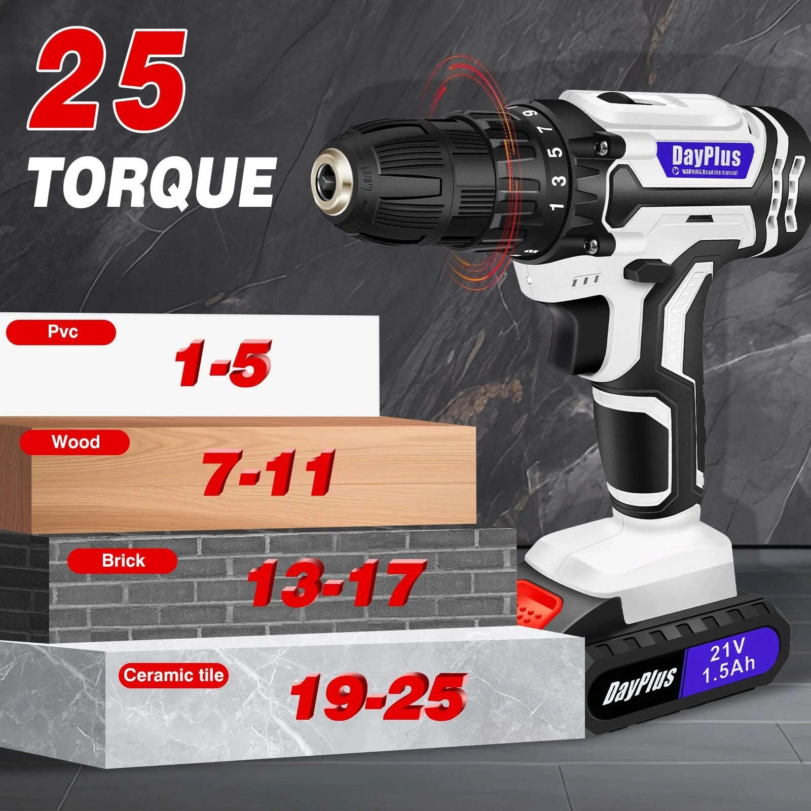 21V Portable Cordless Power Drill Set-france