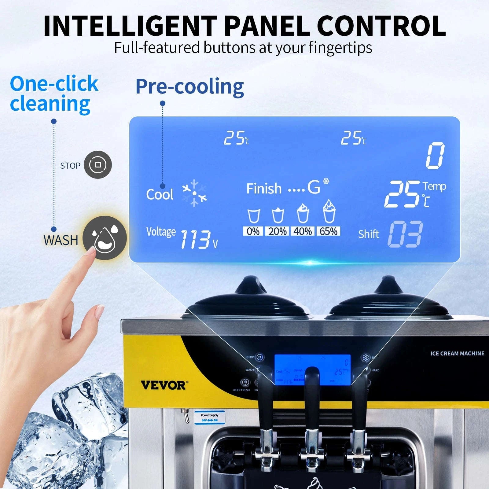 22-30 L/H Soft Serve Ice Cream Machine Desktop Tricolor-United States