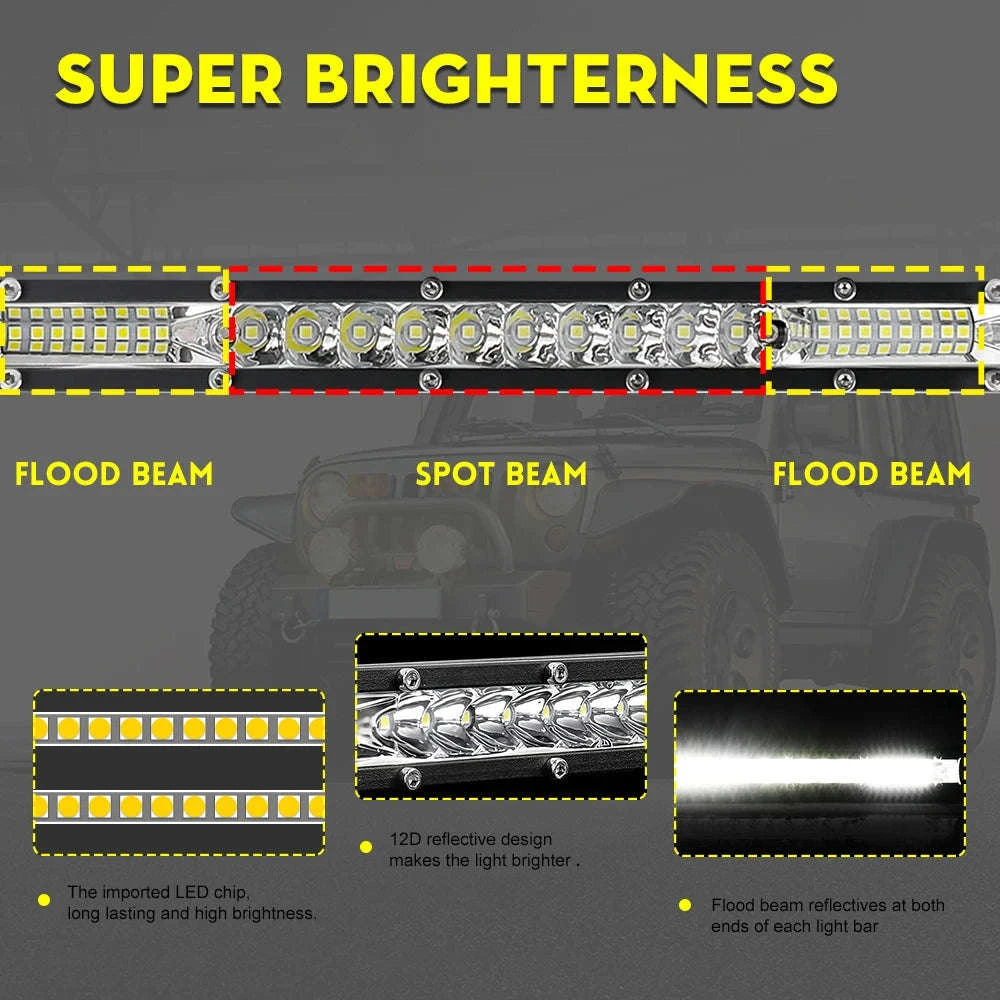 22 Inch 104W LED Light Bar 12000LM Single Row Driving Light 12V 24V-22inch 104W