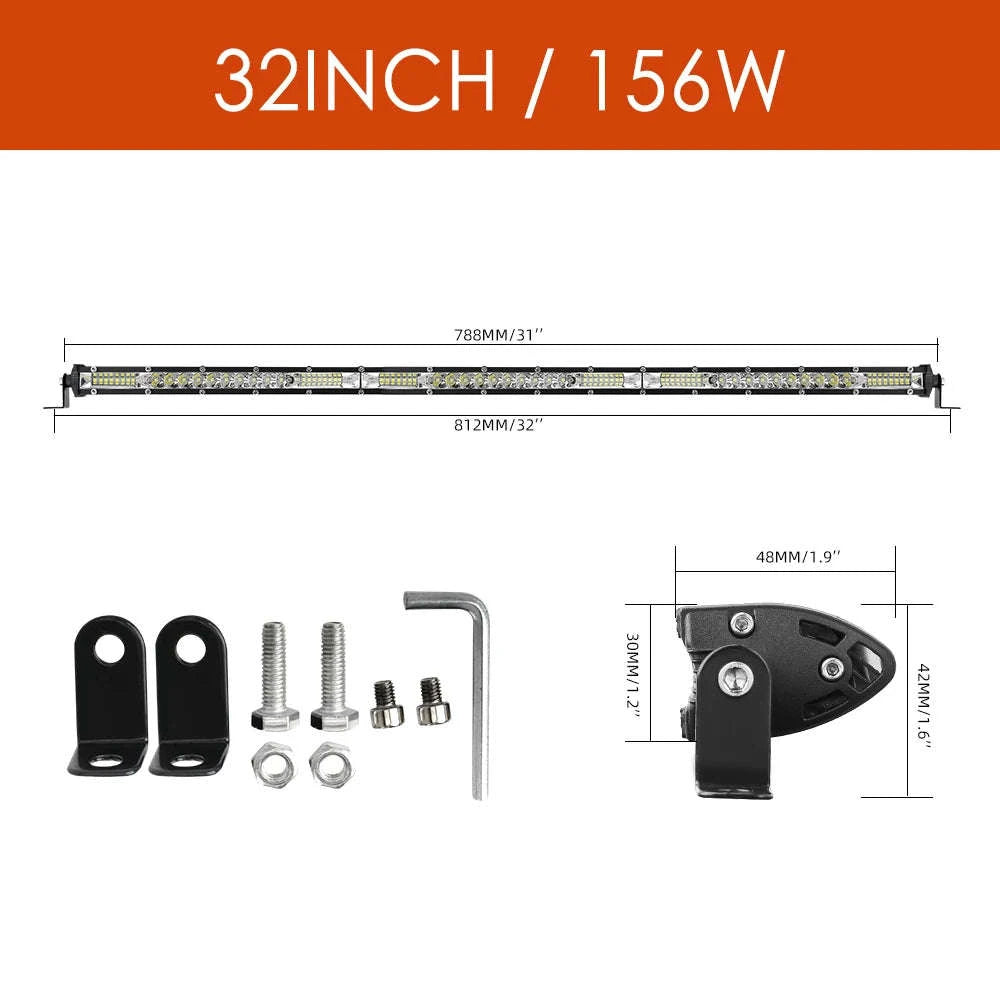 22 Inch 104W LED Light Bar 12000LM Single Row Driving Light 12V 24V-22inch 104W