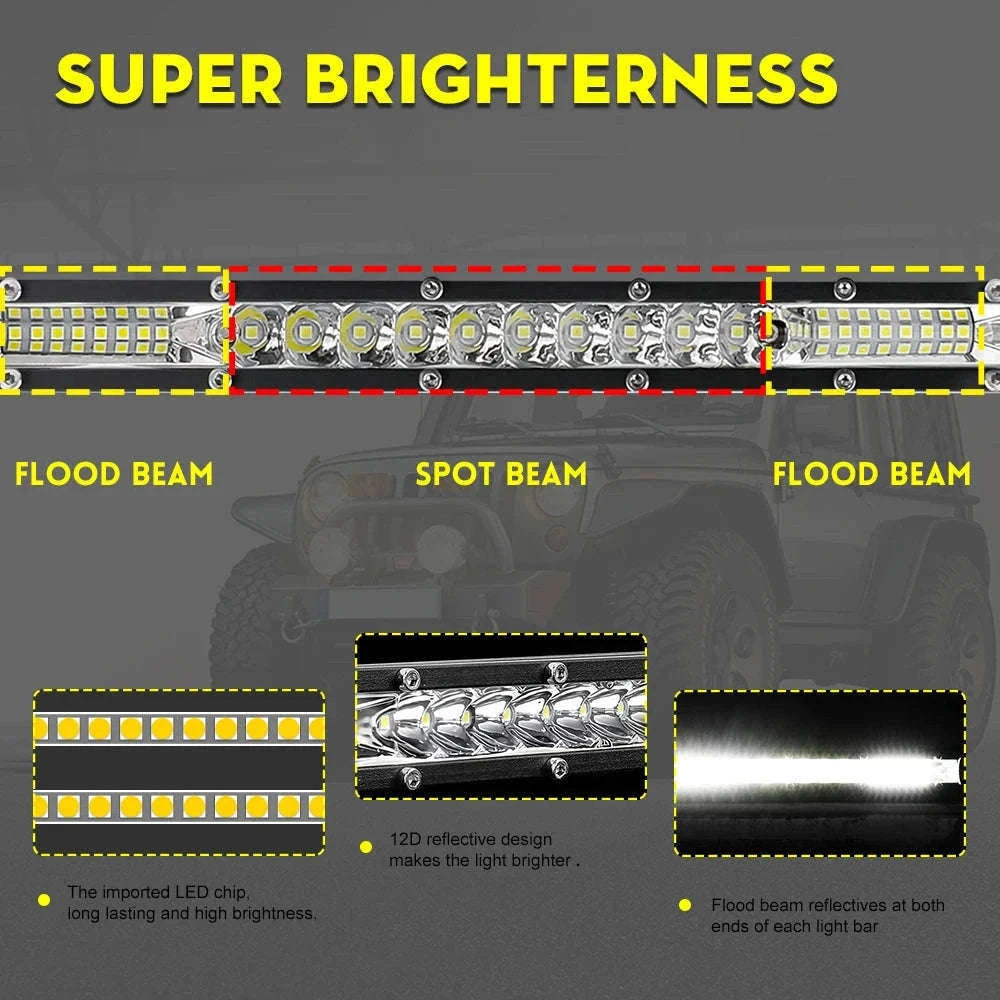 22 Inch 104W LED Light Bar 12000LM Single Row Driving Light 12V 24V-22inch 104W