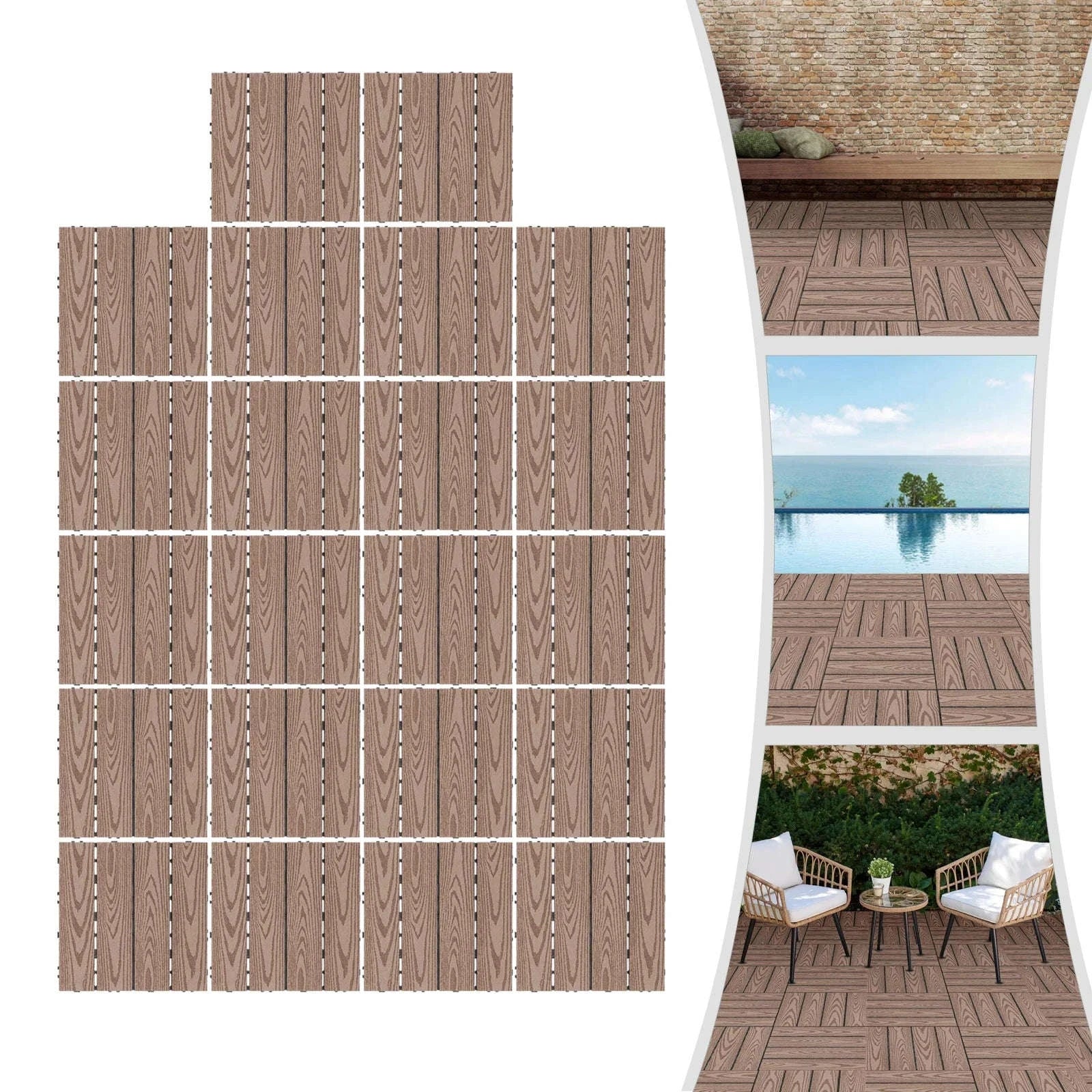22-Pack WPC Interlocking Deck Tiles for Indoor & Outdoor Spaces-GERMANY