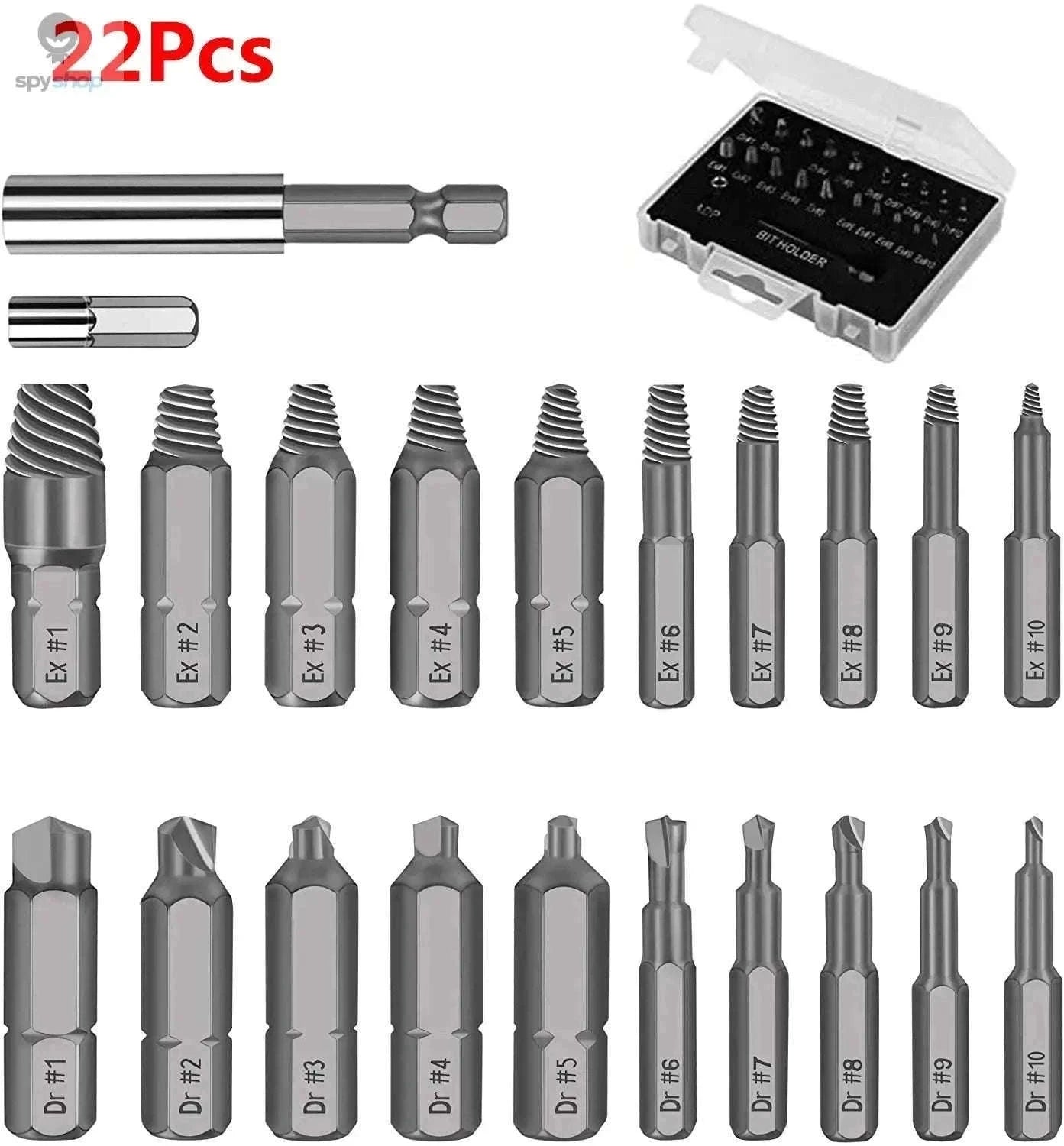 22-Piece Damaged Screw Extractor Drill Bit Set for Easy Repairs-22pcs
