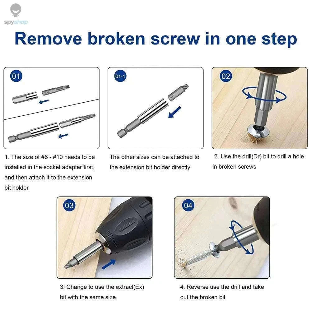 22-Piece Damaged Screw Extractor Drill Bit Set for Easy Repairs-22pcs