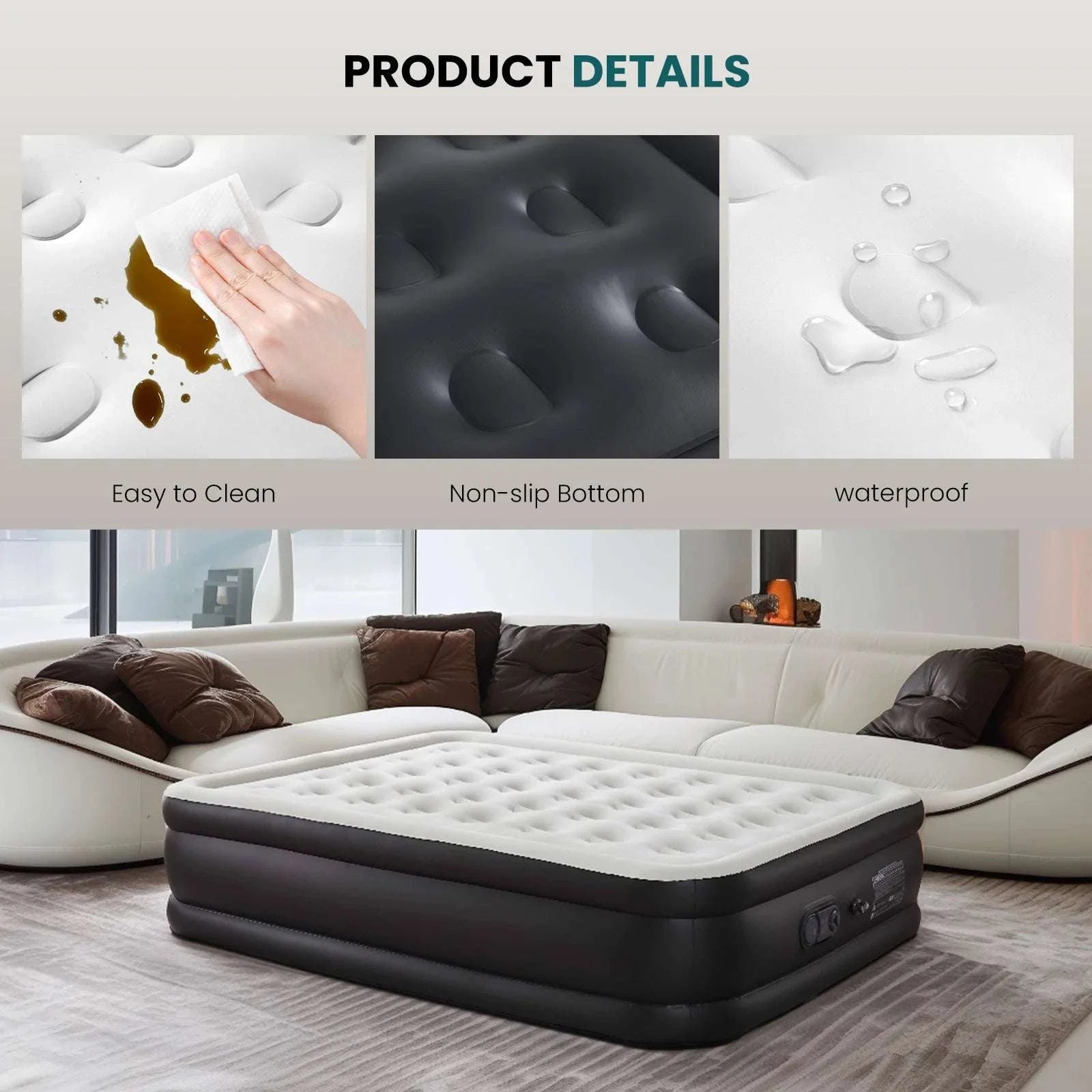22" Queen Air Mattress with Built-In Pump & Non-Slip Base-22IN / Queen / United States