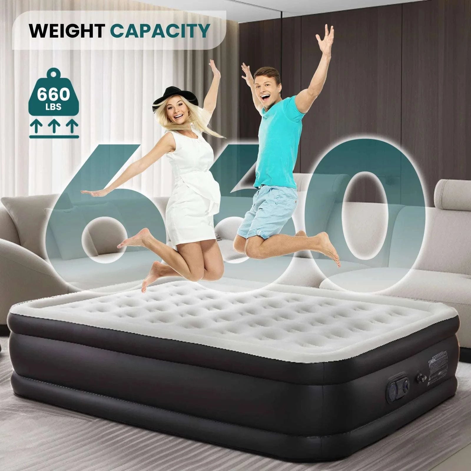 22" Queen Air Mattress with Built-In Pump & Non-Slip Base-22IN / Queen / United States