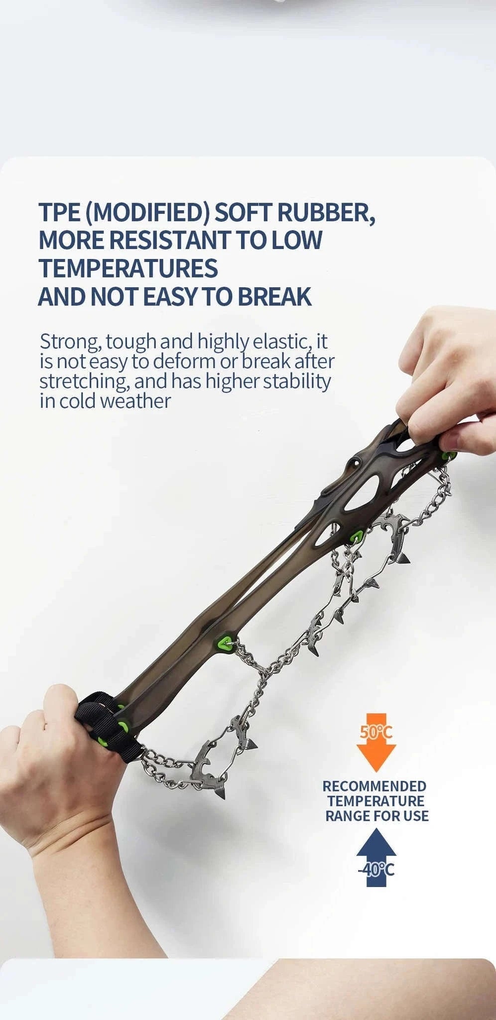 22-Tooth Ice Gripper Crampons for Hiking and Snow Walking-XB-22-L