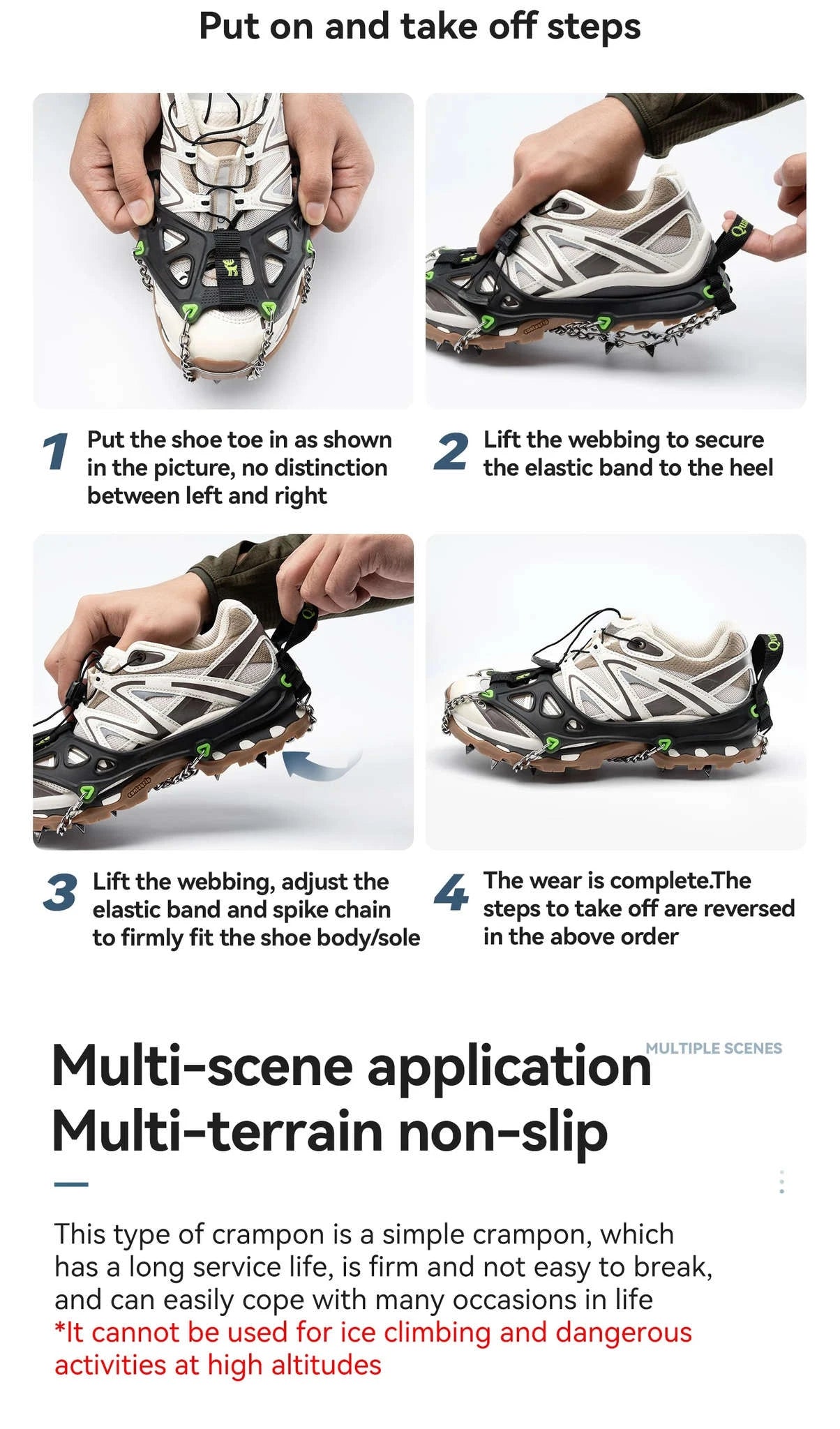 22-Tooth Ice Gripper Crampons for Snow & Winter Traction-L(EUR 39.5-46.5)