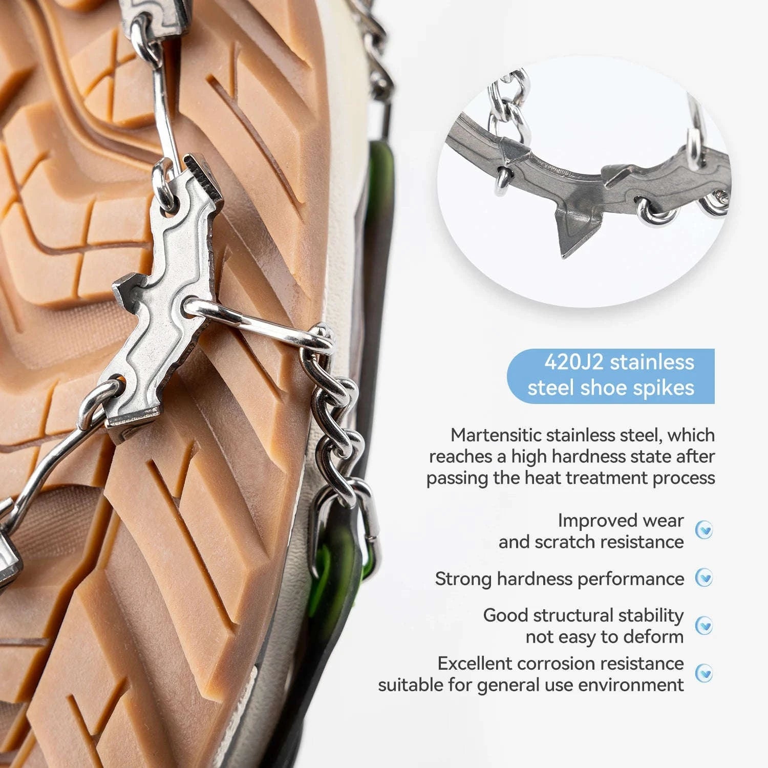 22-Tooth Ice Gripper Crampons for Snow & Winter Traction-L(EUR 39.5-46.5)