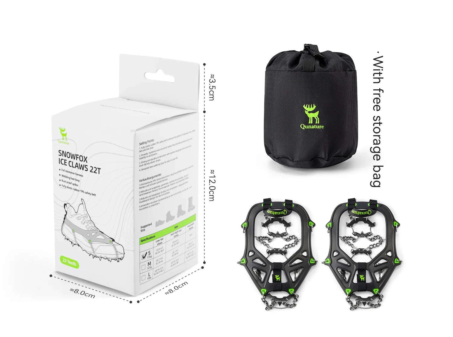 22-Tooth Ice Gripper Crampons for Snow & Winter Traction-L(EUR 39.5-46.5)