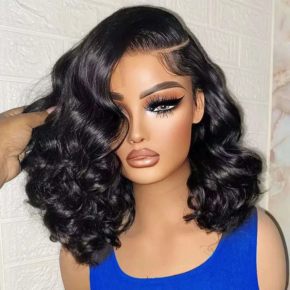 220% Density Body Wave Glueless Human Hair Bob Wig-13X4 Lace Bob Wig / 8inches / 220%|United States