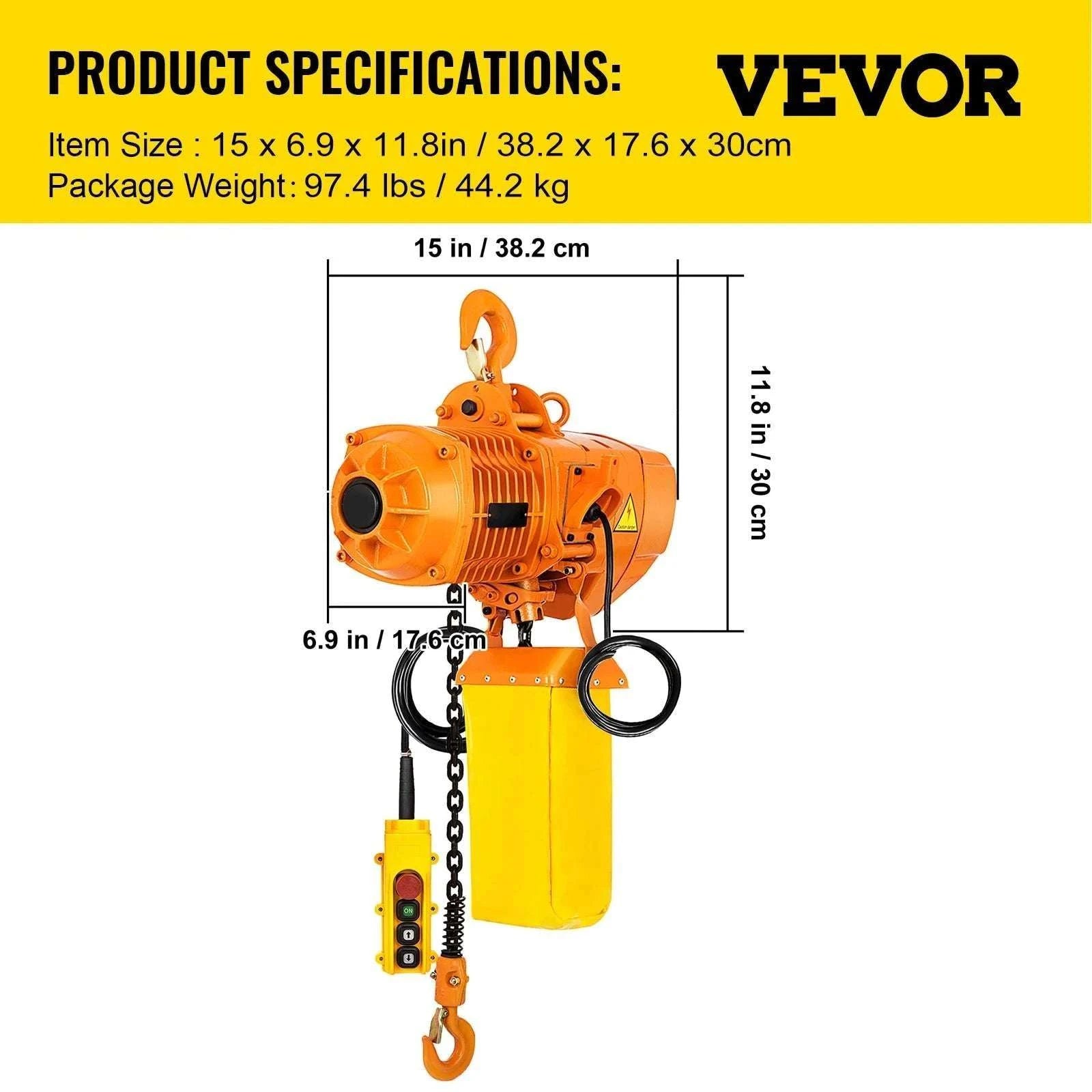 2200 lbs Electric Chain Hoist with Wired Control, 13 ft Lift-2200 lbs / Poland
