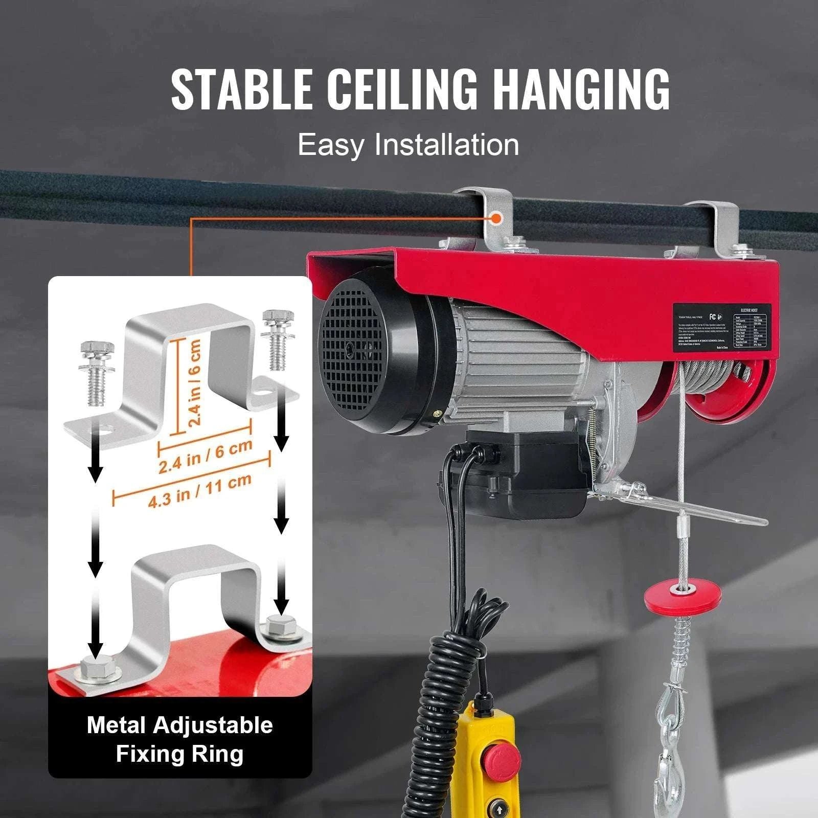 2200 lbs Electric Hoist with 40ft Cable & Wired Remote Control-2200 lbs Wired / spain
