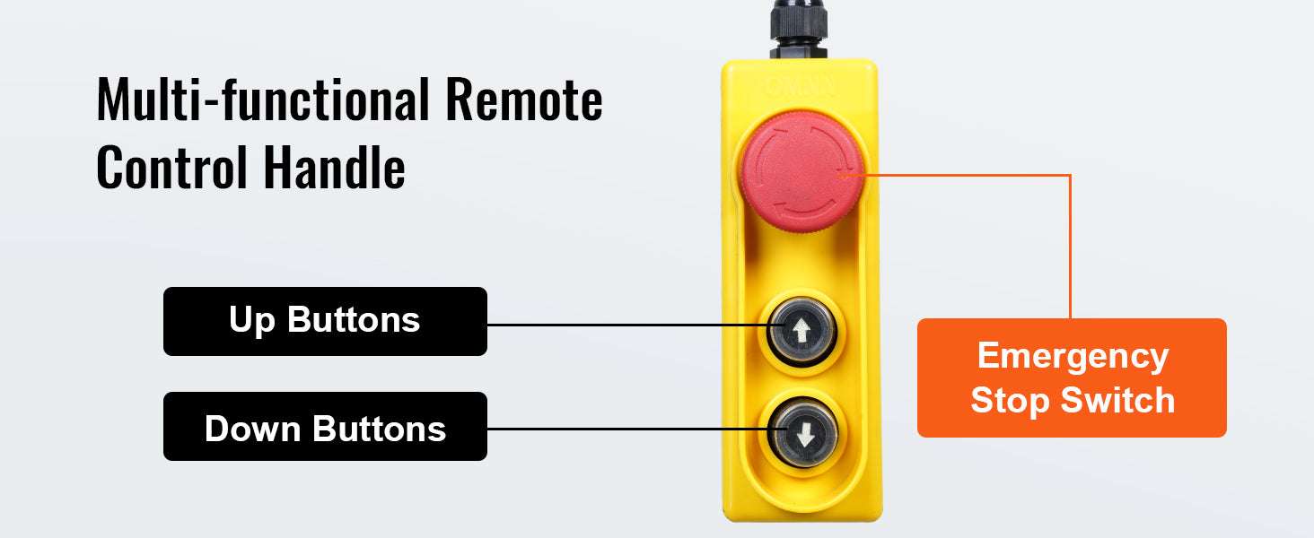 2200 lbs Electric Hoist with 40ft Cable & Wired Remote Control-2200 lbs Wired / spain