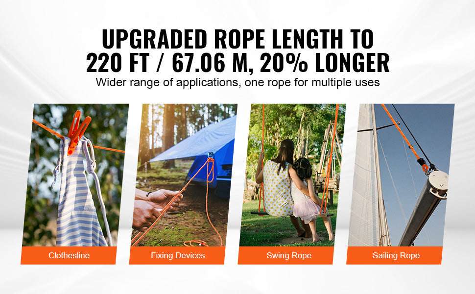 220ft Double-Braided Polyester Rope 48-Strand High Strength Cord-0.5in 8000lbs / United States