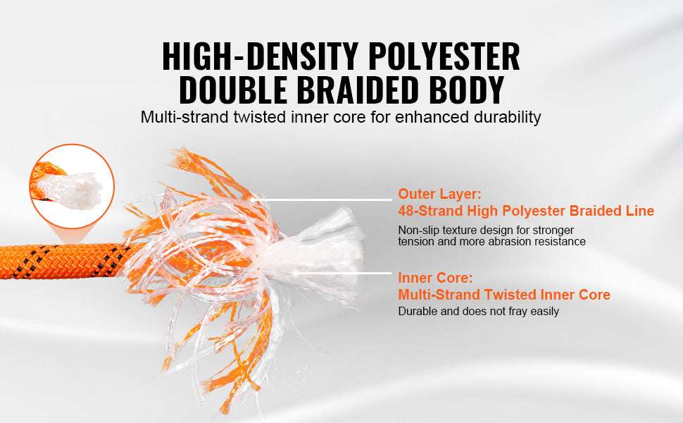 220ft Double-Braided Polyester Rope 48-Strand High Strength Cord-0.5in 8000lbs / United States