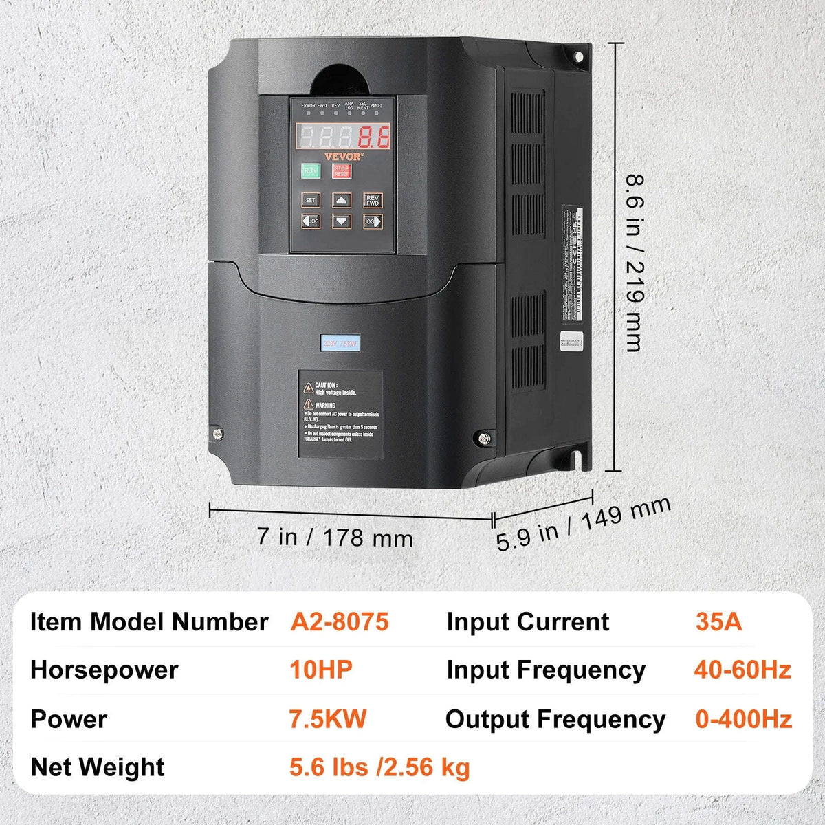 220V Variable Frequency Drive for Three-Phase Motor Speed Control-7.5kw / Germany