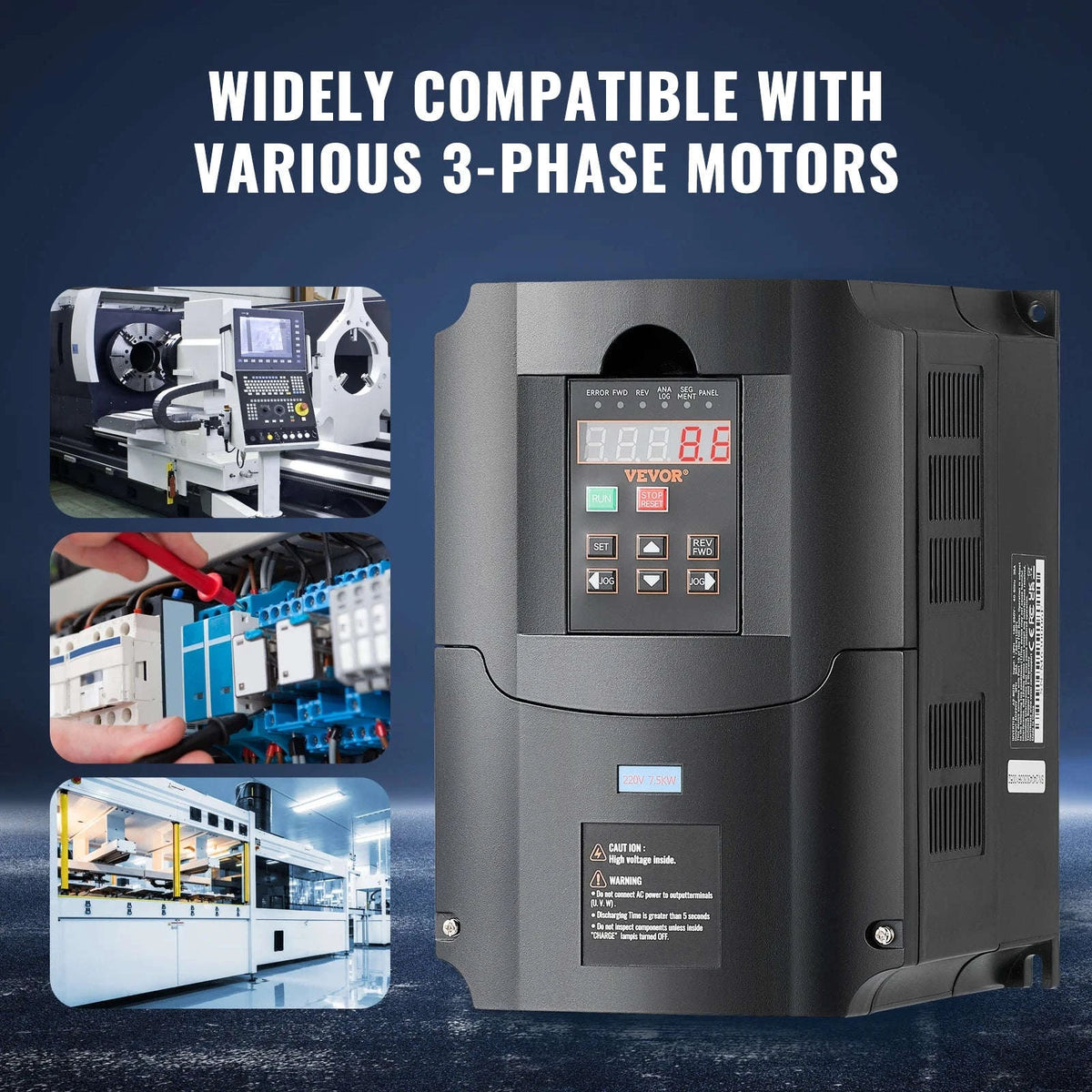 220V Variable Frequency Drive for Three-Phase Motor Speed Control-7.5kw / Germany