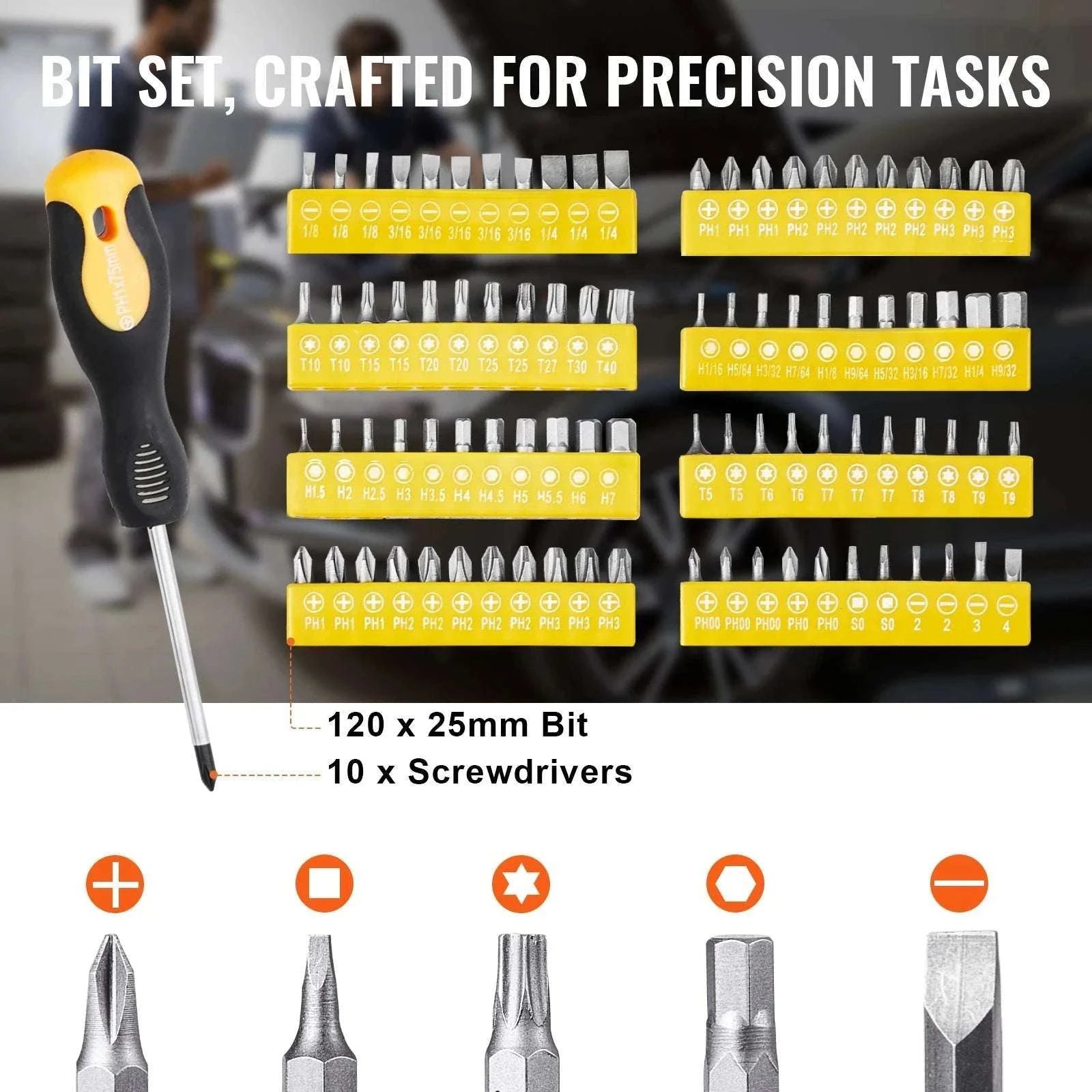 221-Piece Mechanics Tool Set SAE & Metric with Ratchet & Bits-221 PCs / United States