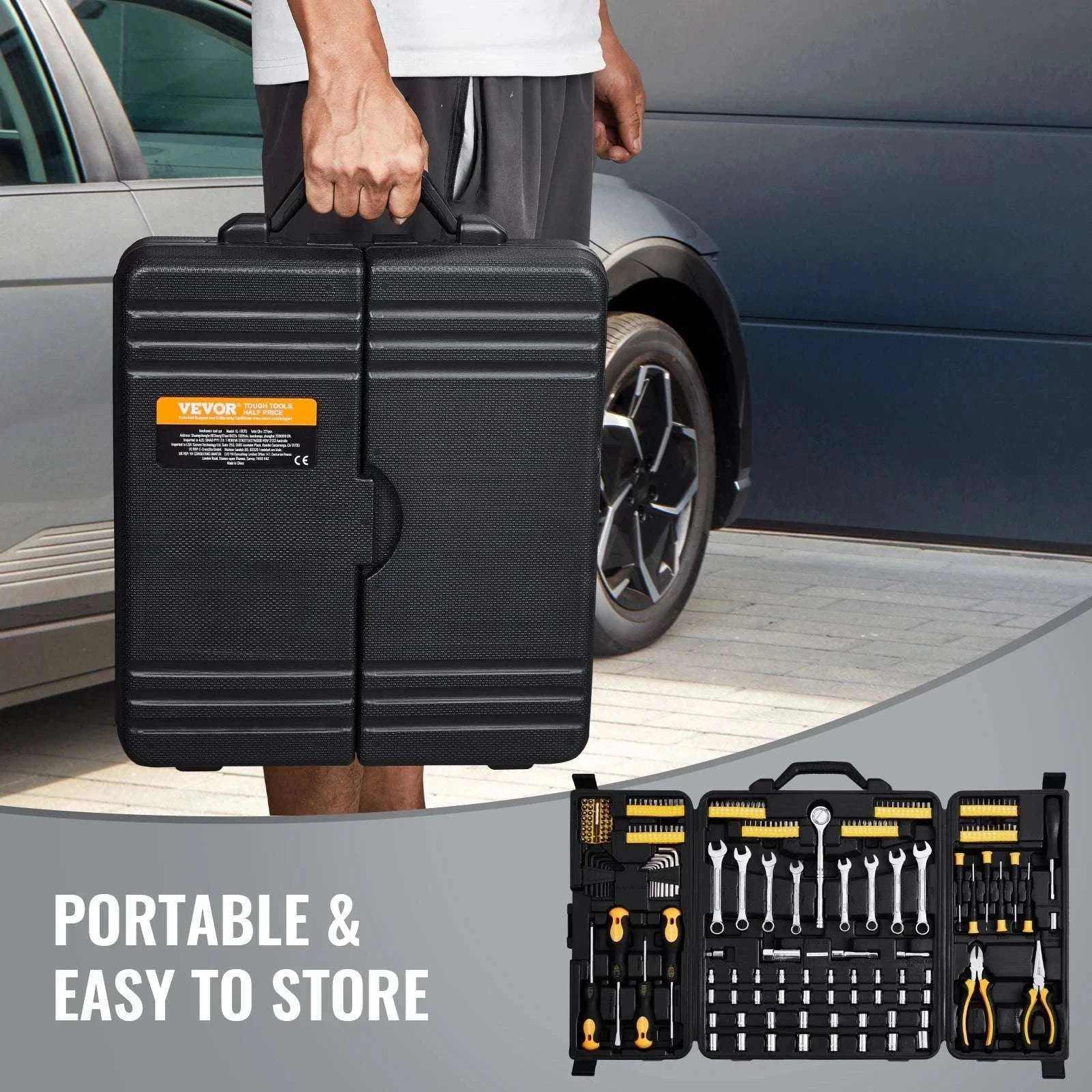 221-Piece Mechanics Tool Set SAE & Metric with Ratchet & Bits-221 PCs / United States