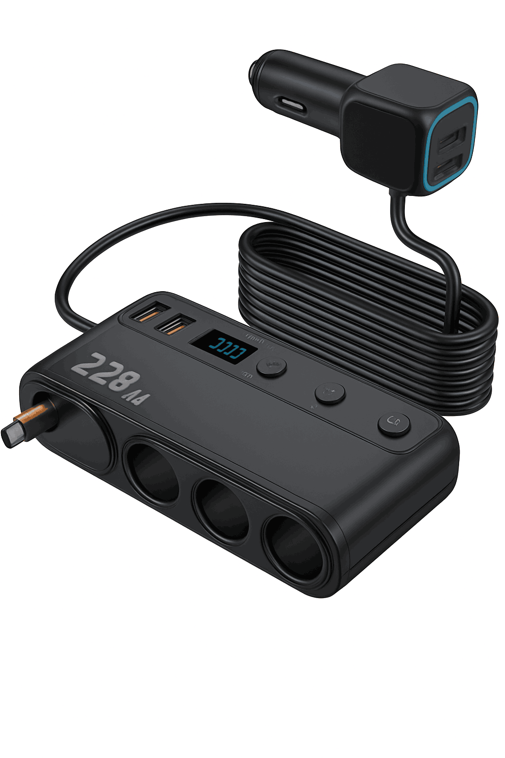 228W 9-in-1 Car Charger Adapter with 3 Sockets-C29 9in1 / China Mainland