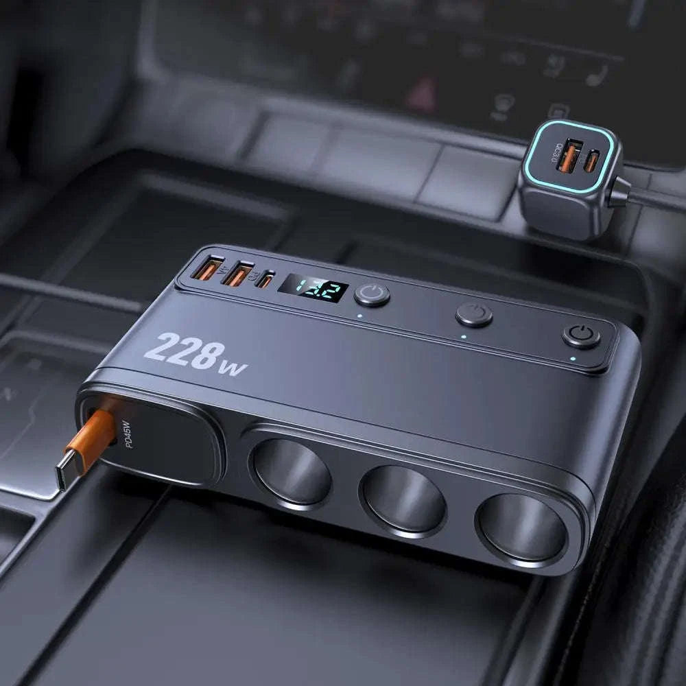 228W 9-in-1 Car Charger Adapter with 3 Sockets-C29 9in1 / China Mainland